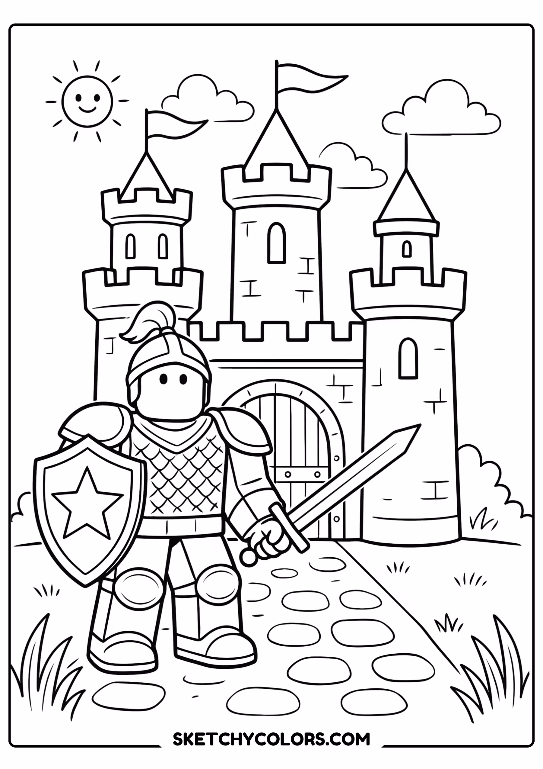 roblox knight adventure coloring sheet free printable