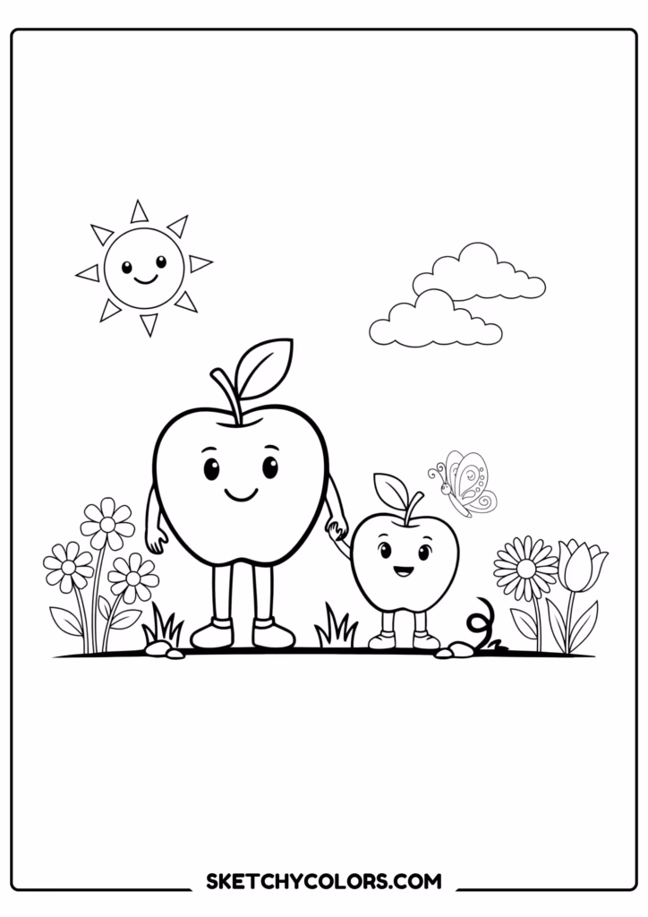 apple family s coloring sheet free printable