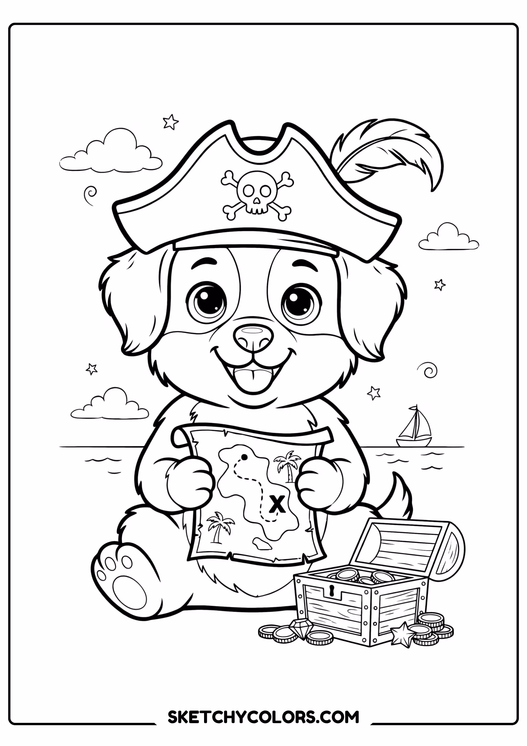 puppy pirate puppy coloring sheet free printable
