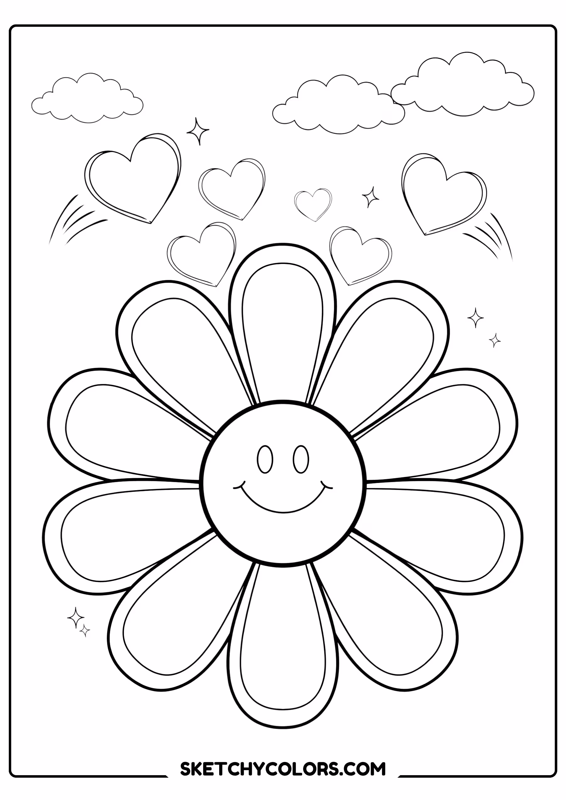 daisy coloring page daisy floating hearts free printable for kids