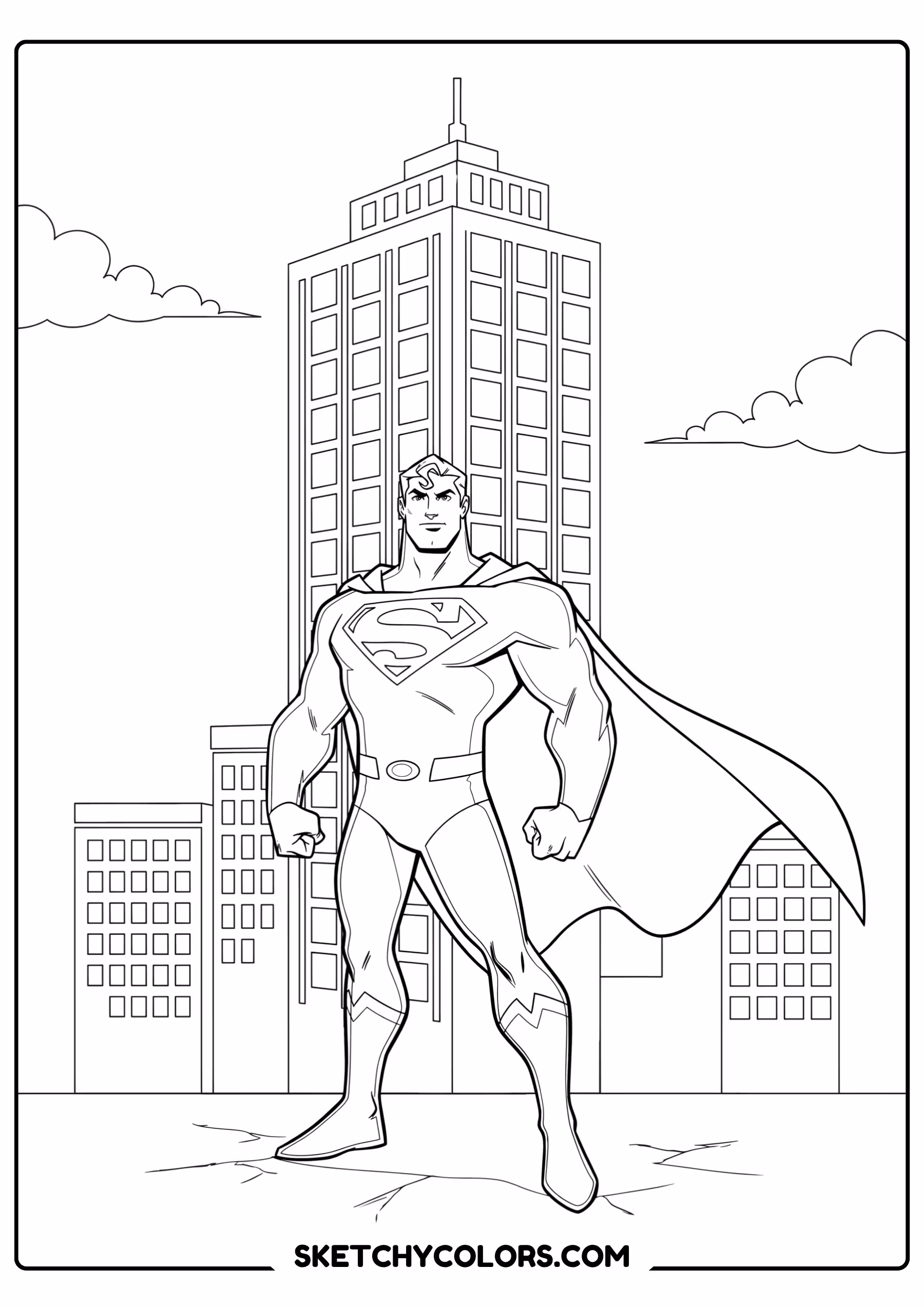 superman skyscraper coloring page free printable pdf
