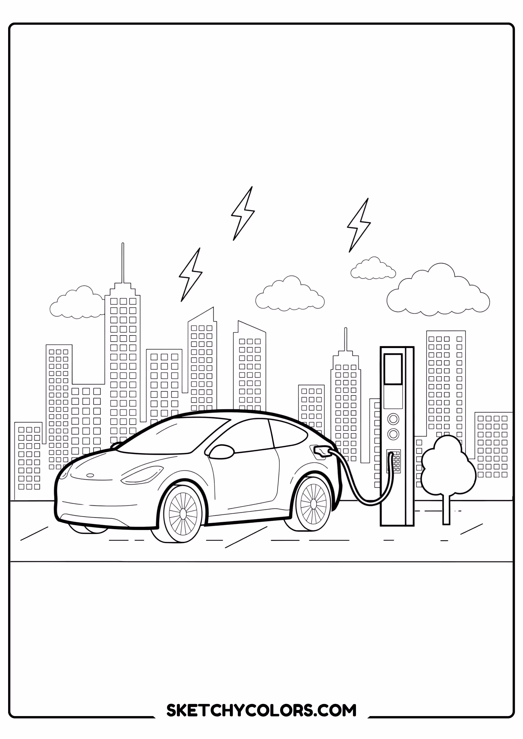 car futuristic electric car free kids coloring printable