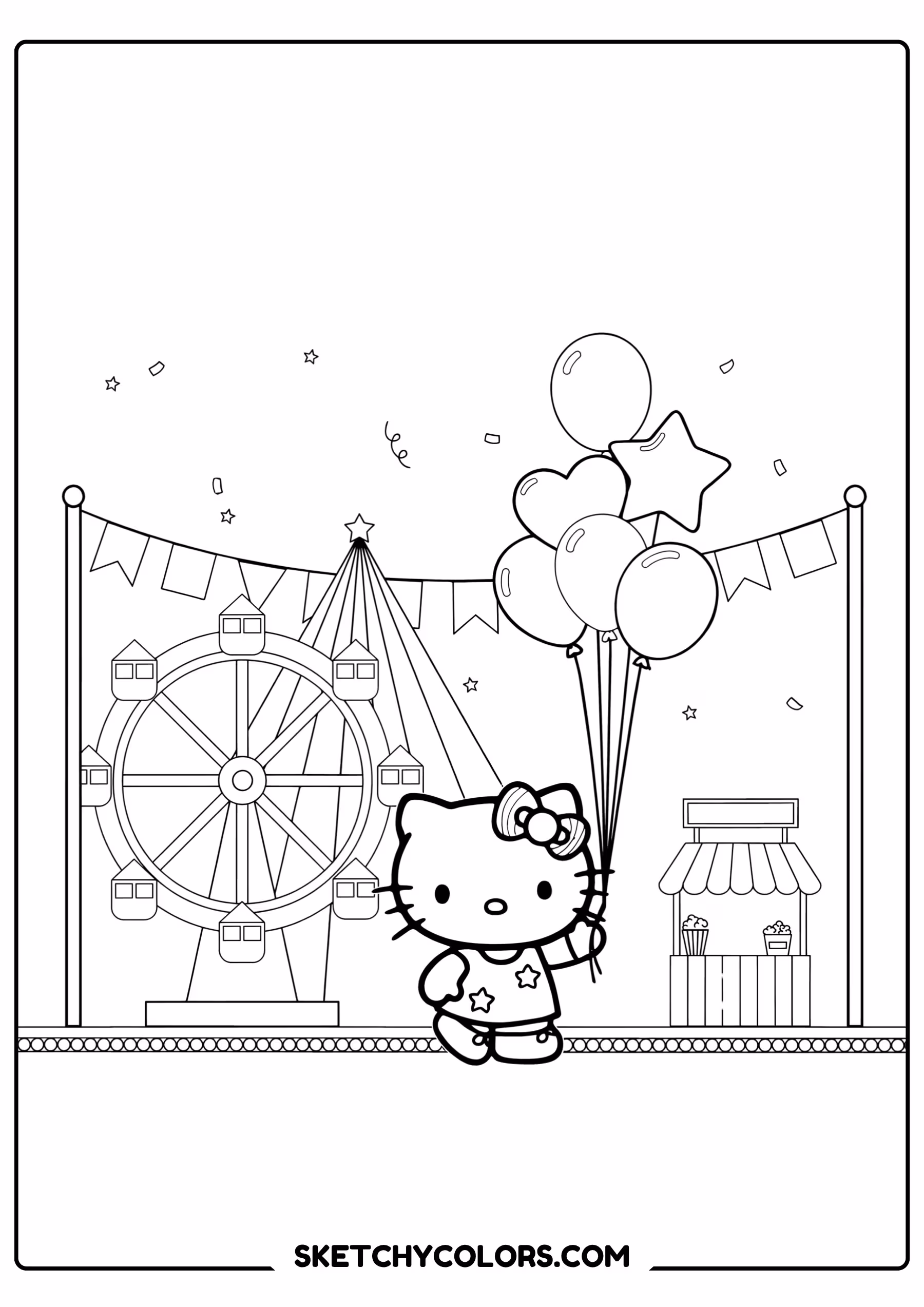 hello kitty carnival free kids coloring printable