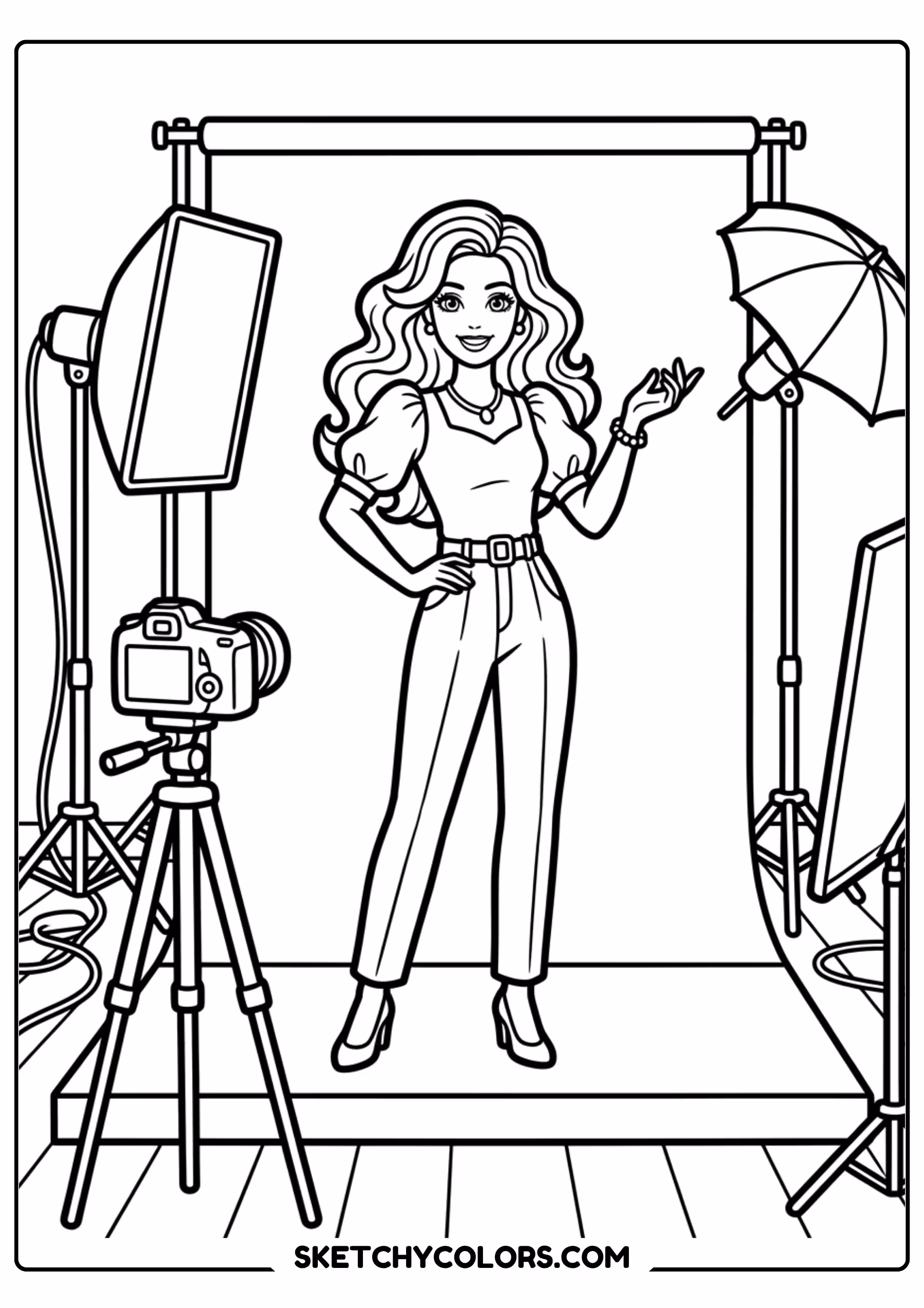 barbie the fashion model photoshoot - free printable barbie coloring page