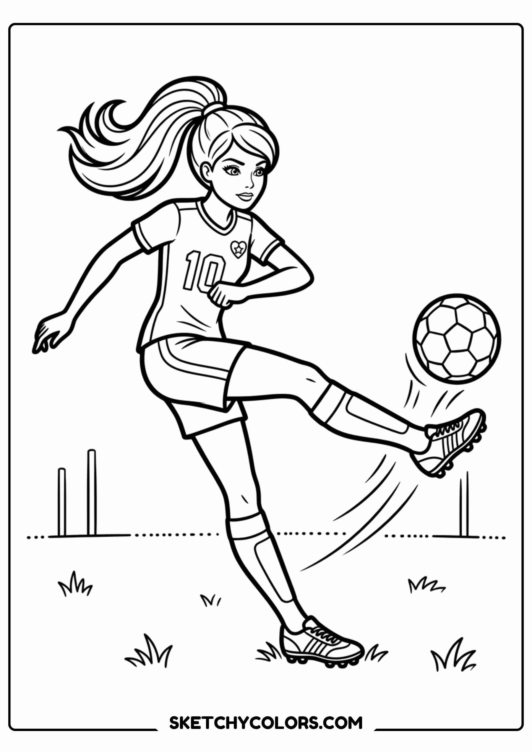 barbie the soccer champion - free printable barbie coloring page