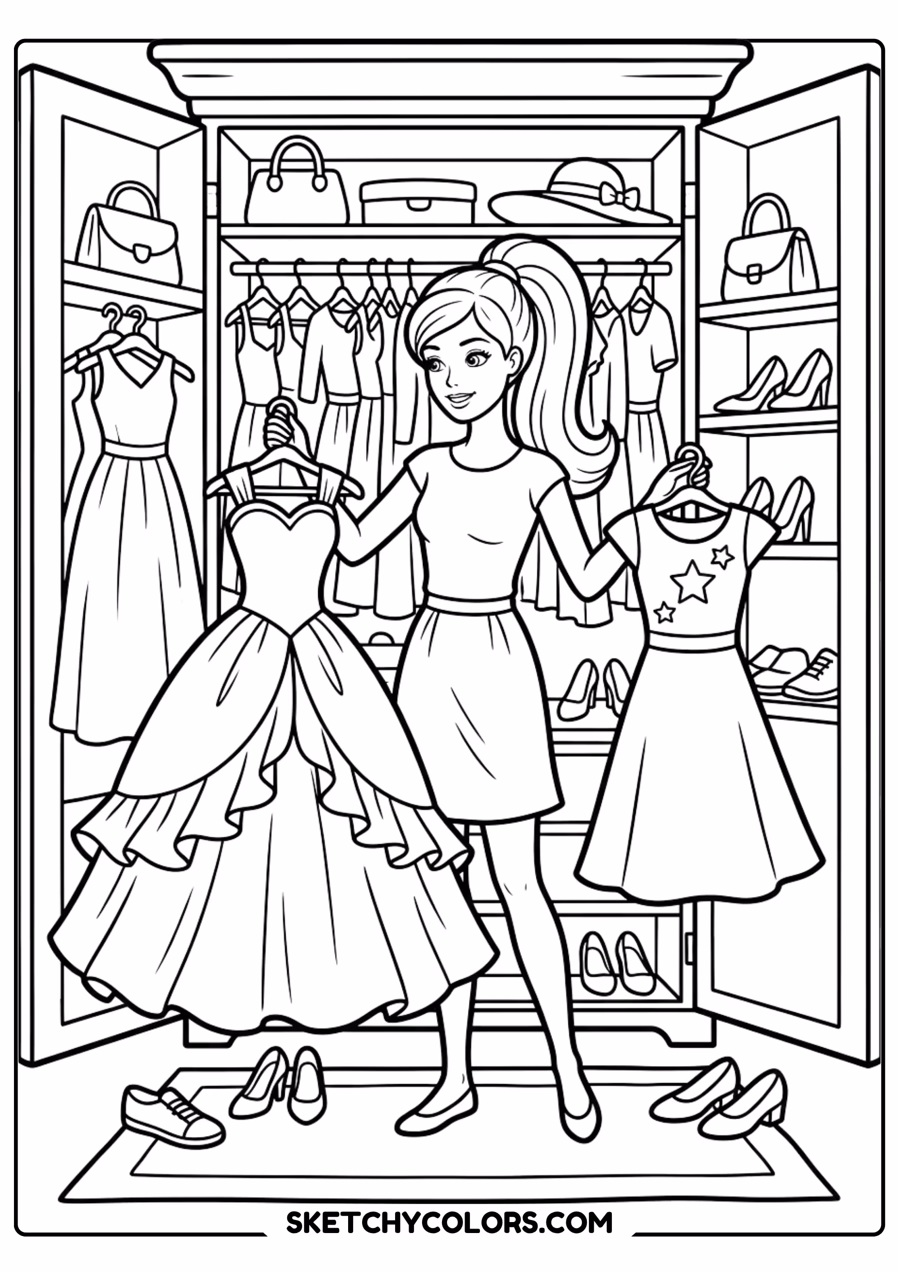 barbie the fashion designer in her studio - free printable barbie coloring page