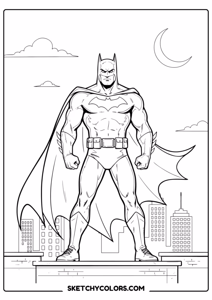 batman on gotham rooftop free printable for kids