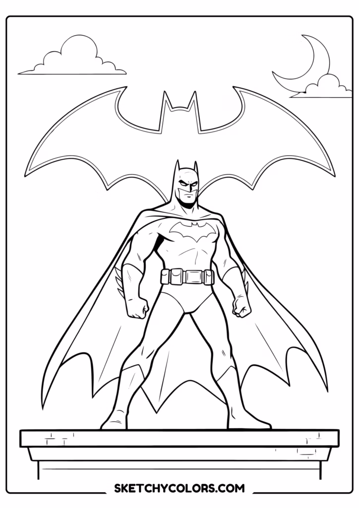 batman and the giant bat emblem free kids coloring printable