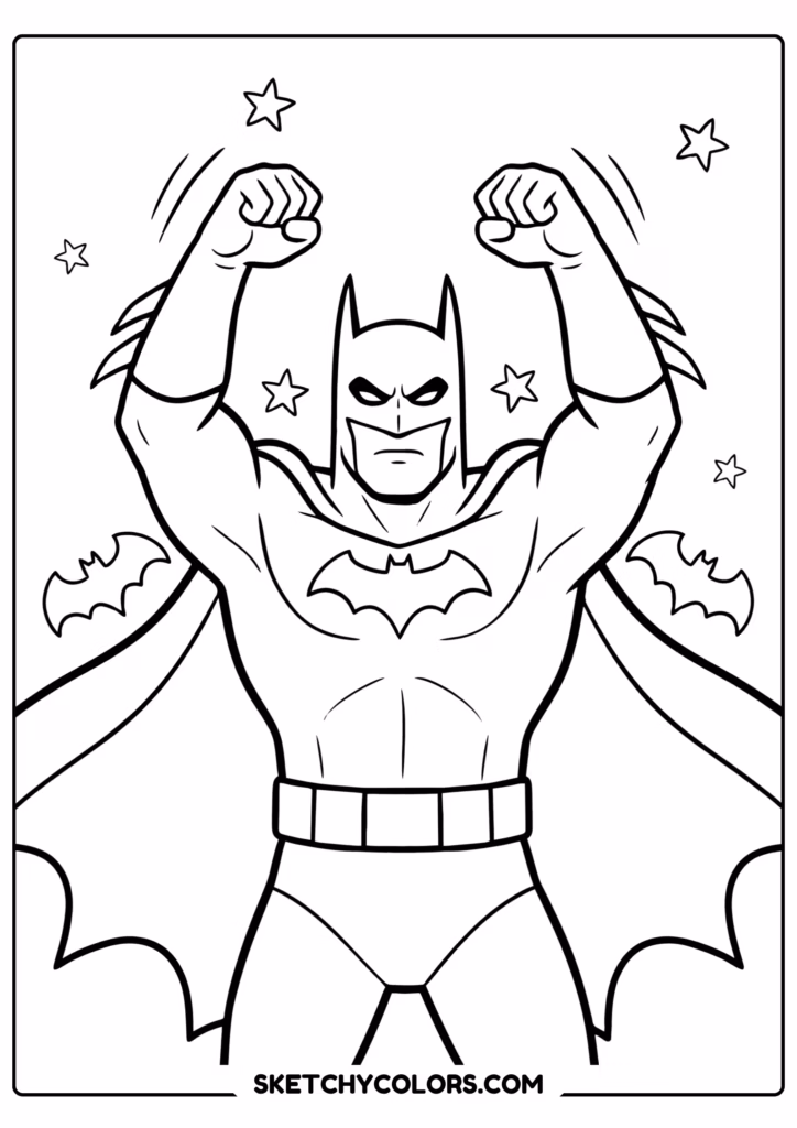 batman celebrating victory printable coloring page pdf