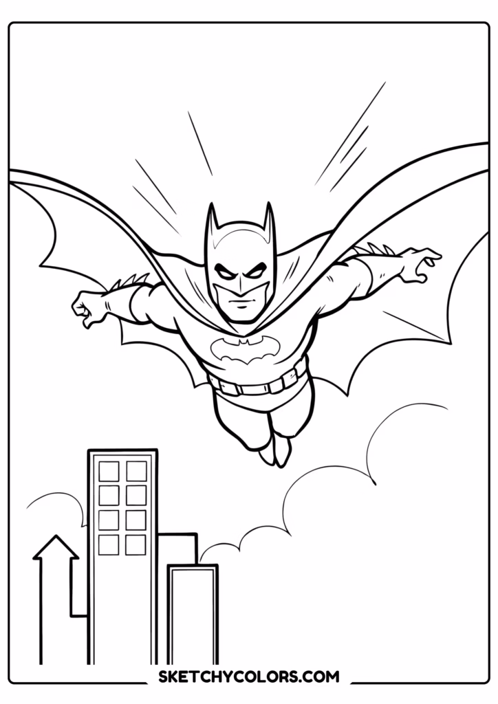 batman flying through the sky free printable pdf