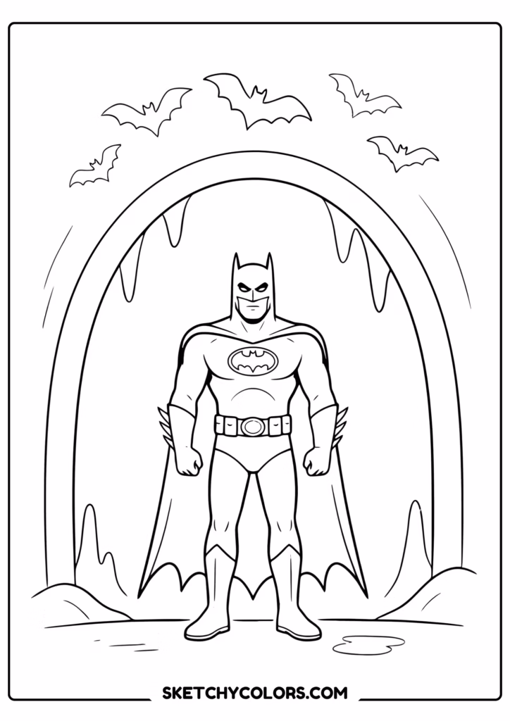 batman at the batcave free kids coloring printable