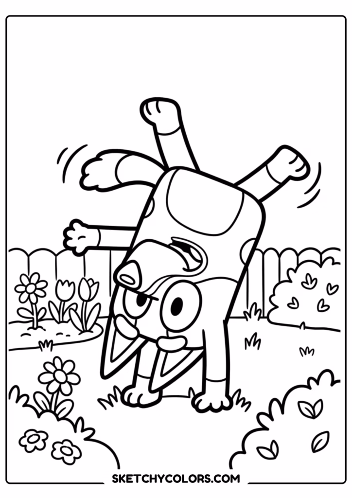 Bluey scientist coloring page free printable PDF