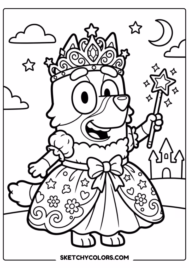 Bingo queen crown coloring page free printable PDF