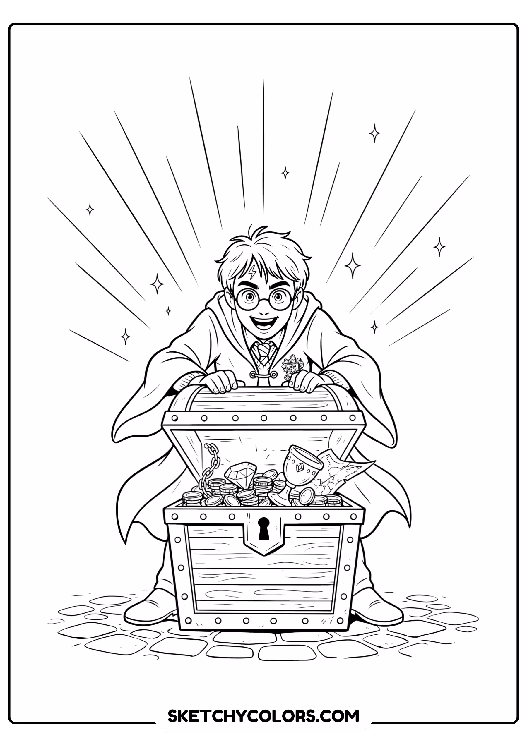 harry potter treasure printable coloring page pdf