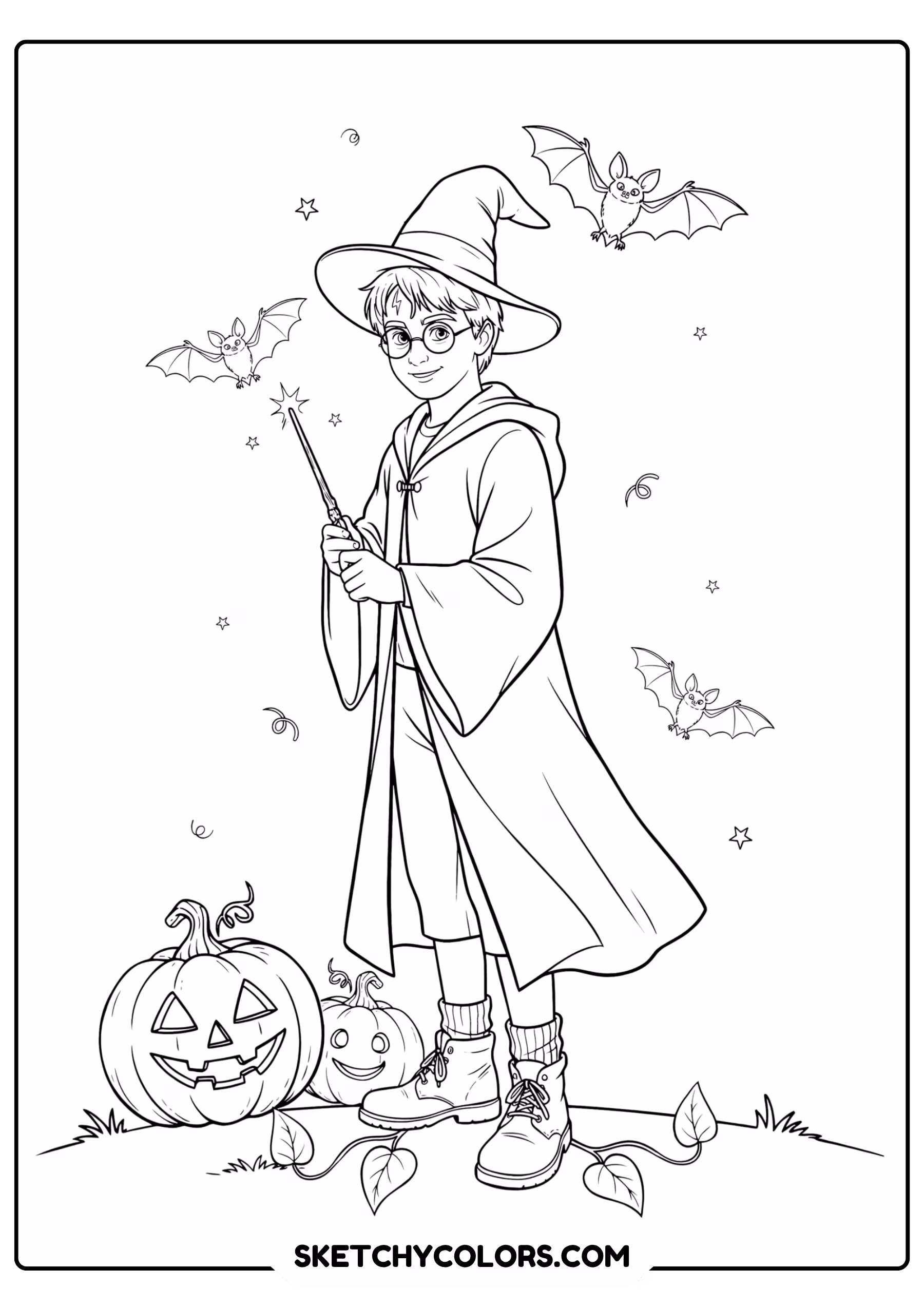 harry potter halloween free printable coloring sheet