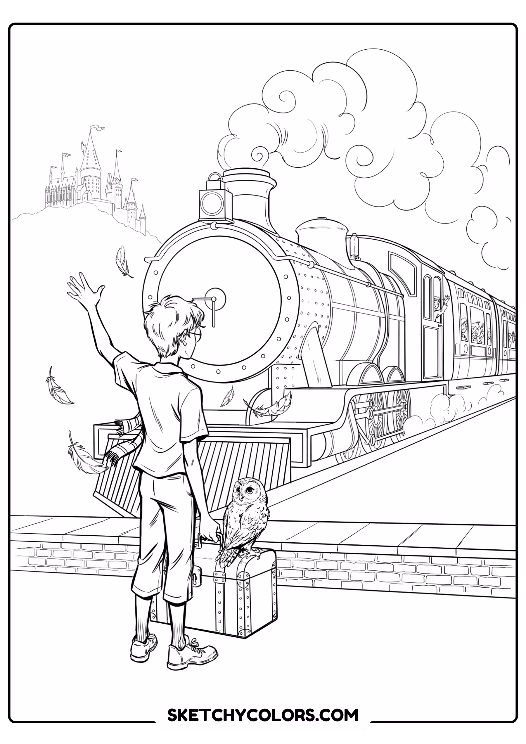 harry potter train free pdf coloring page