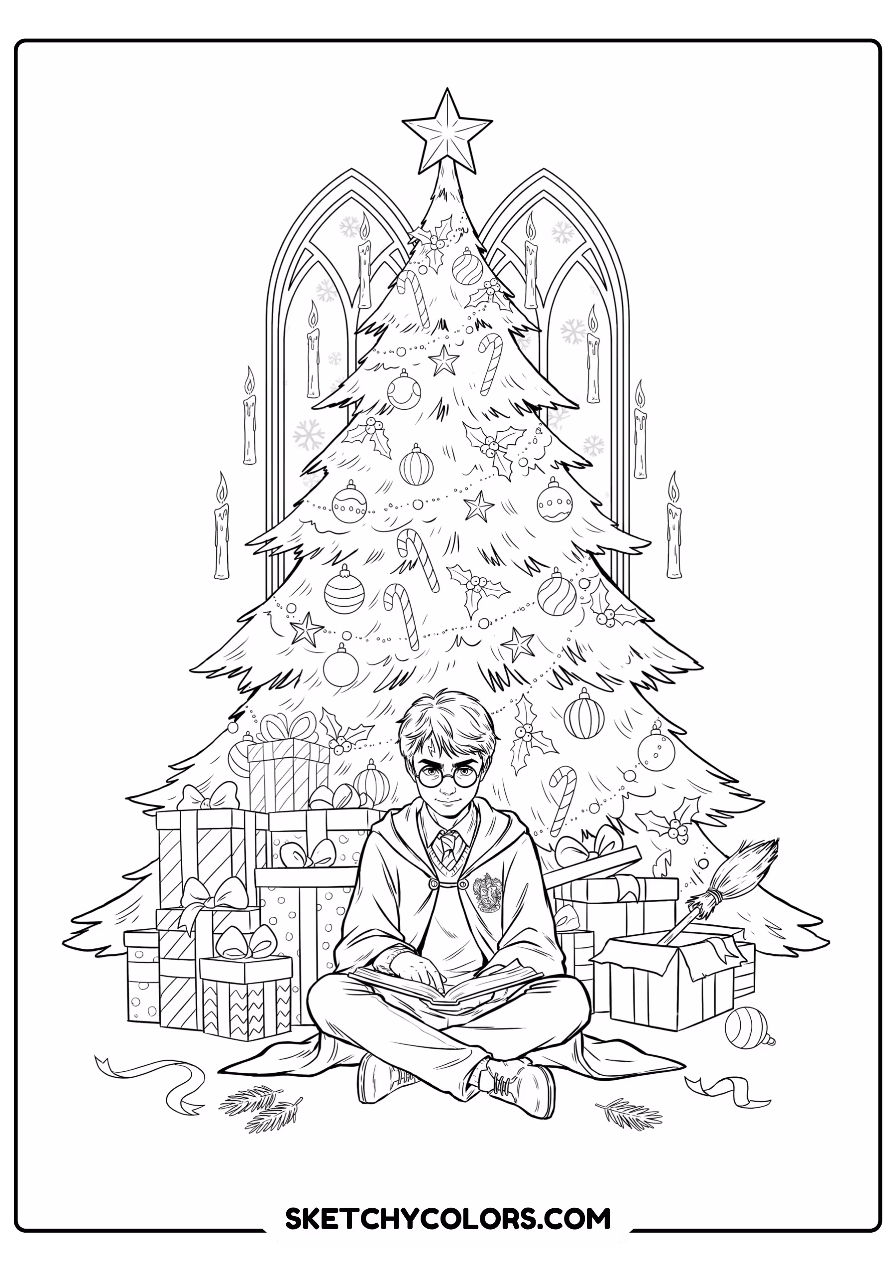 harry potter christmas coloring sheet free printable