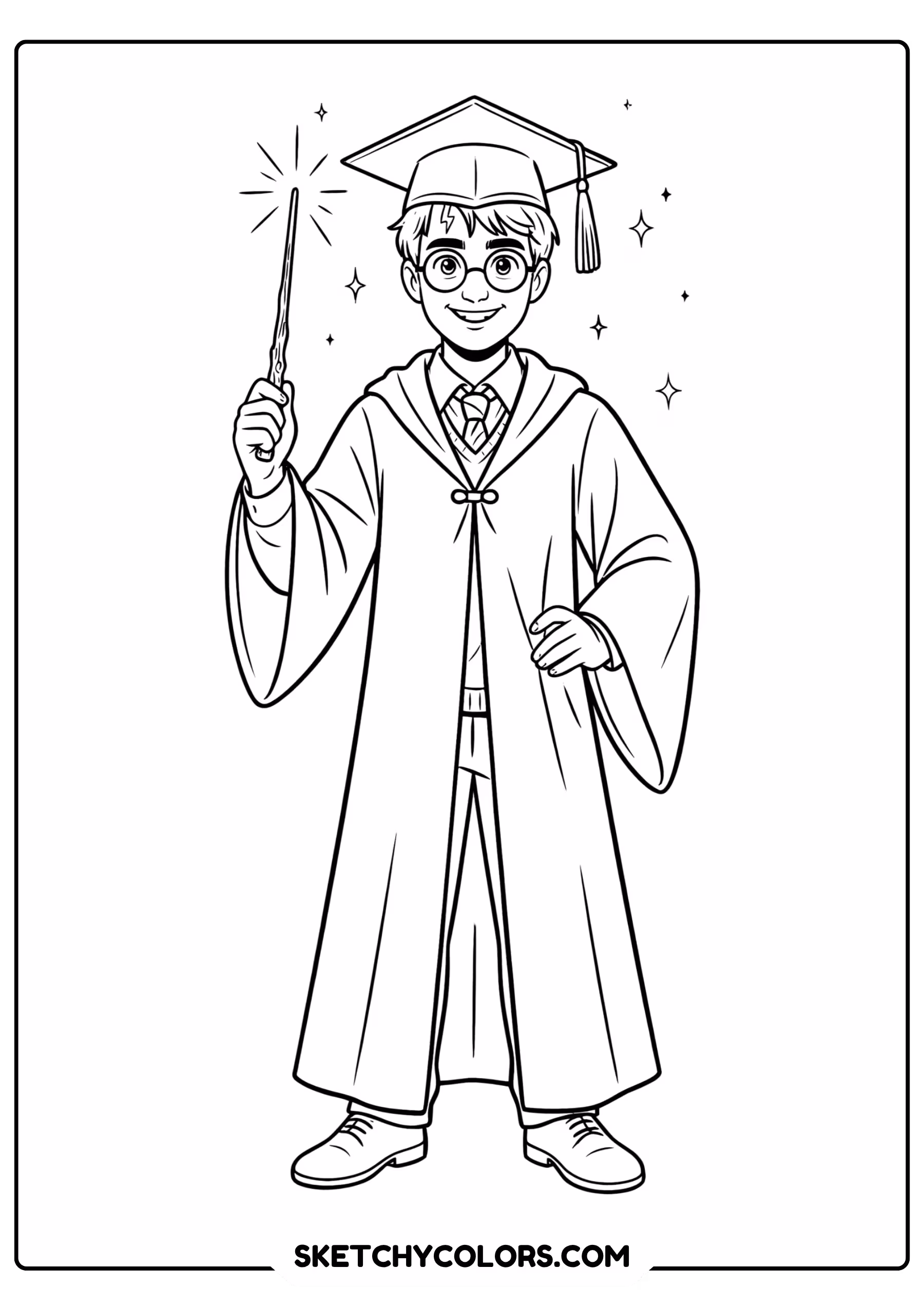 harry potter wizard robe free printable coloring sheet