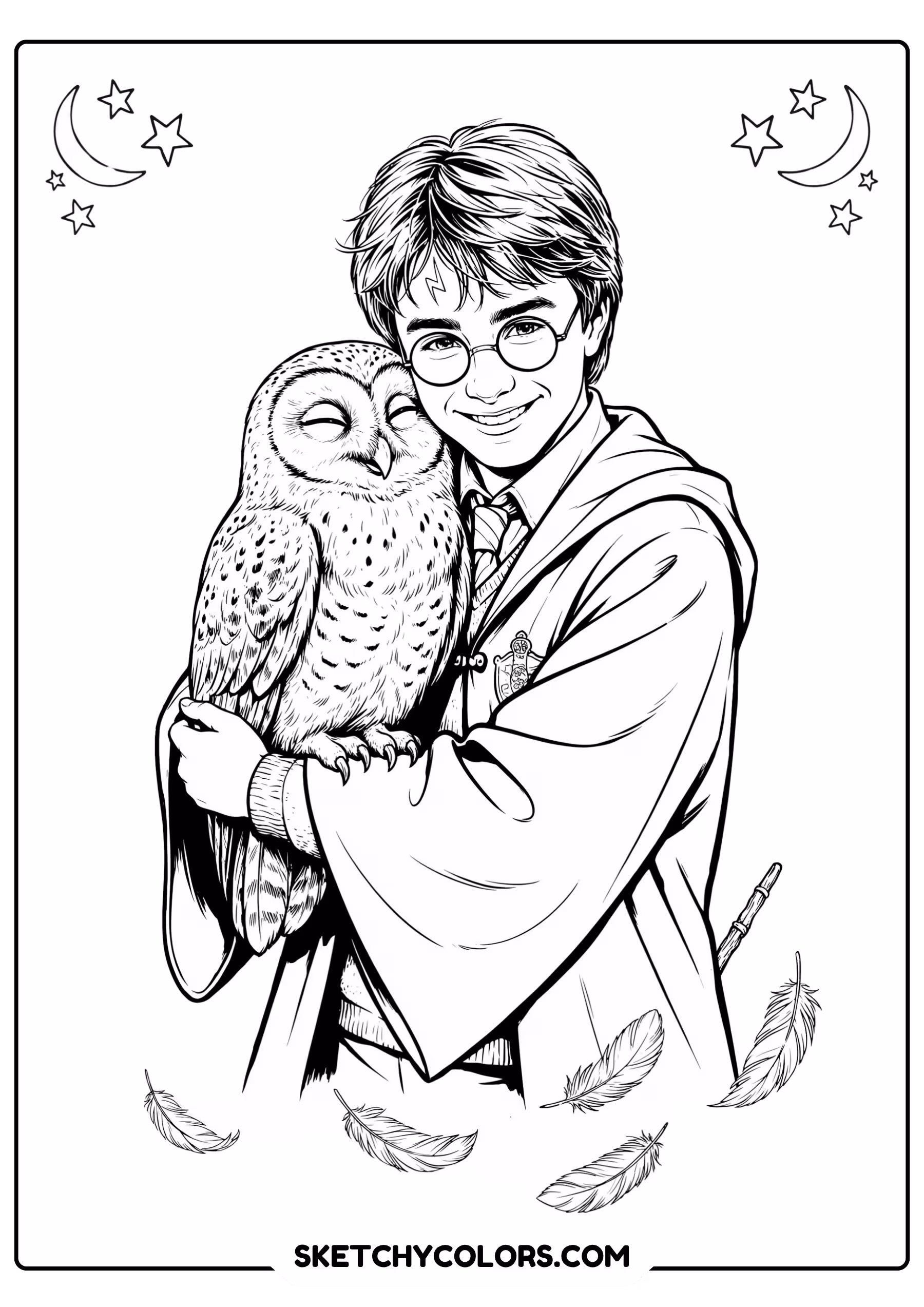 harry potter and hedwig free pdf coloring page