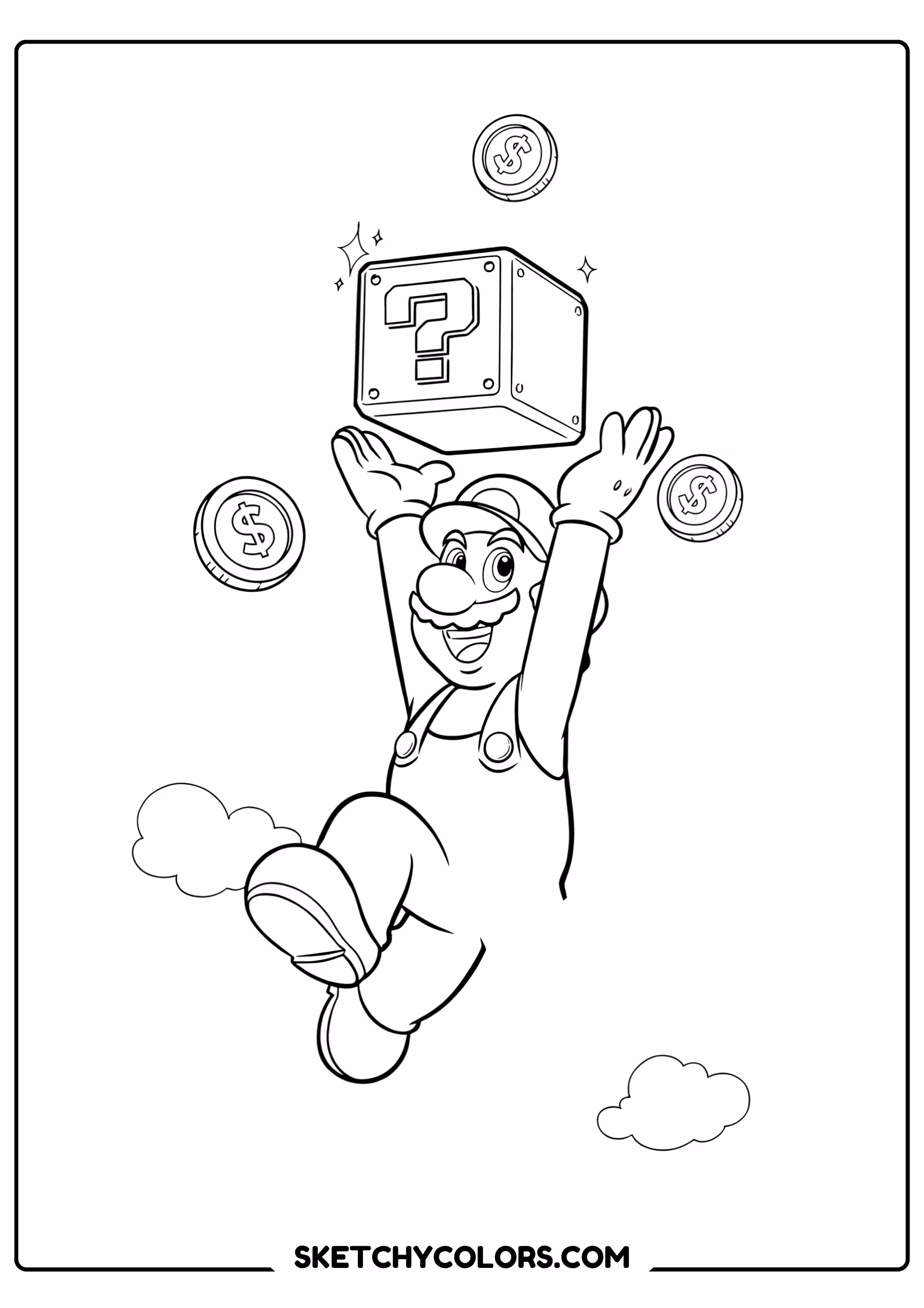 mario jumping coin block free printable for kids