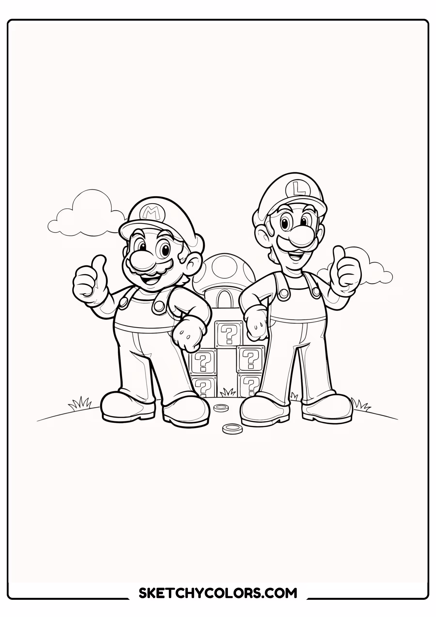 mario and luigi printable coloring page pdf
