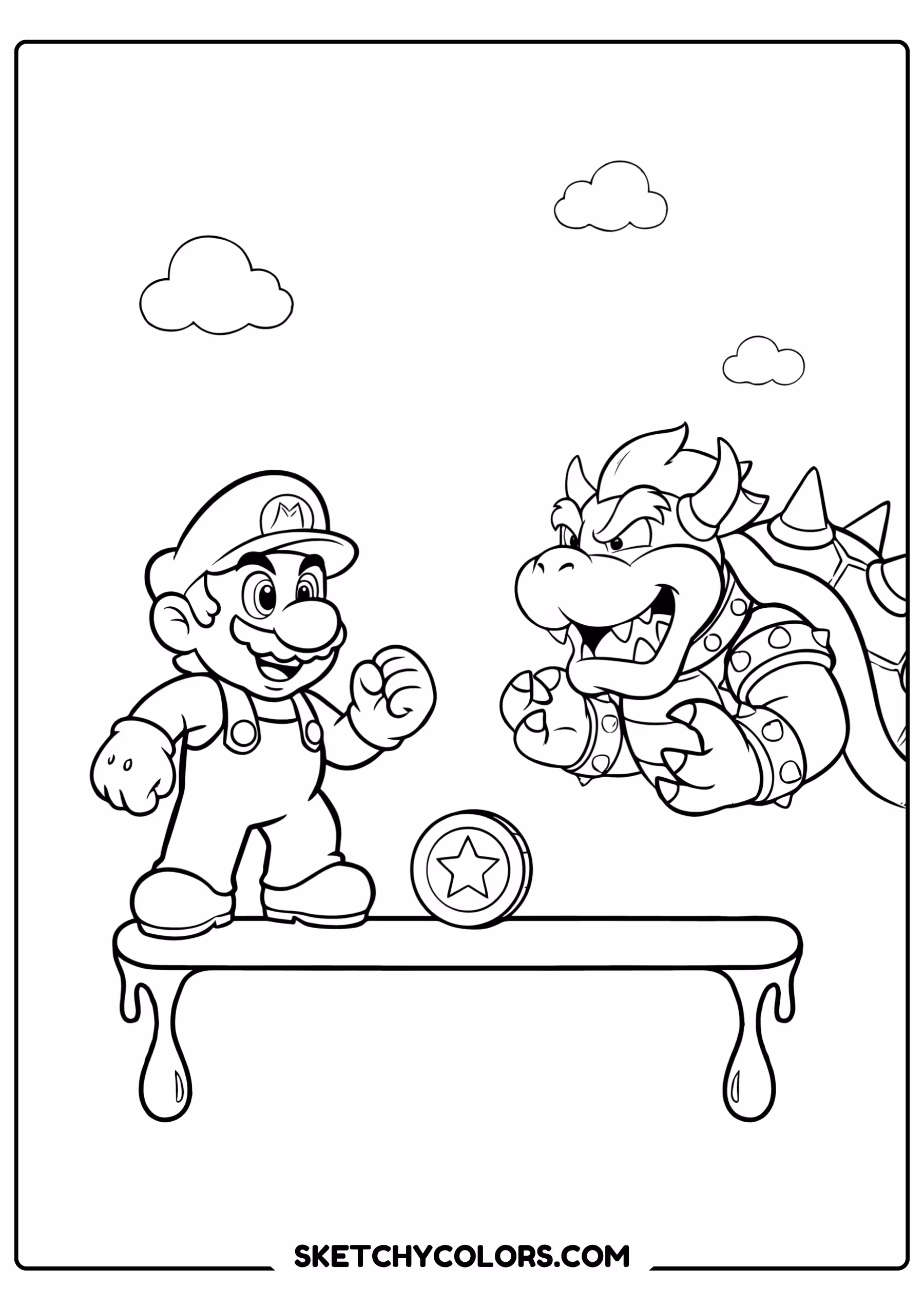 mario vs bowser free coloring sheet for kids