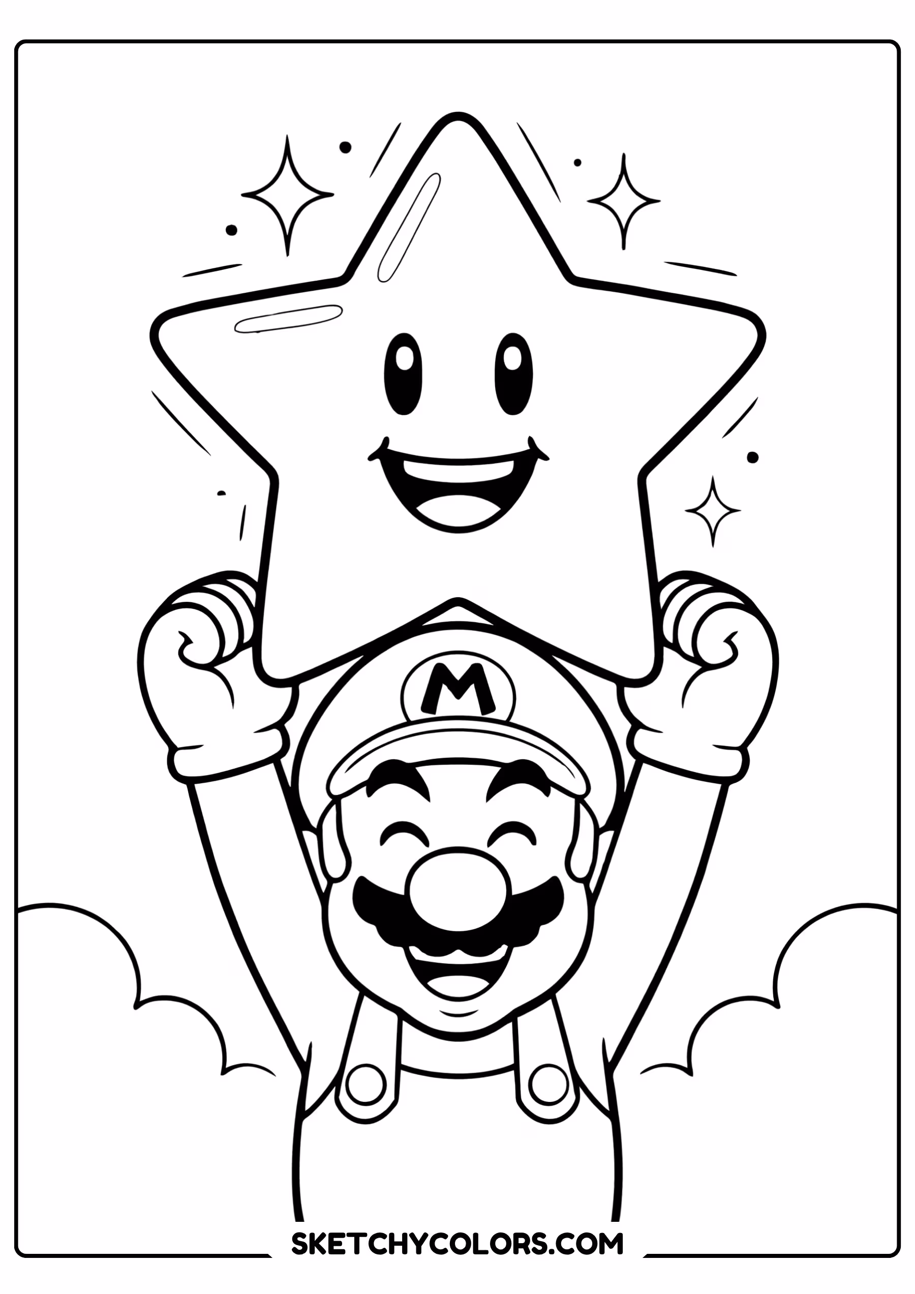 mario power star platform printable for kids pdf