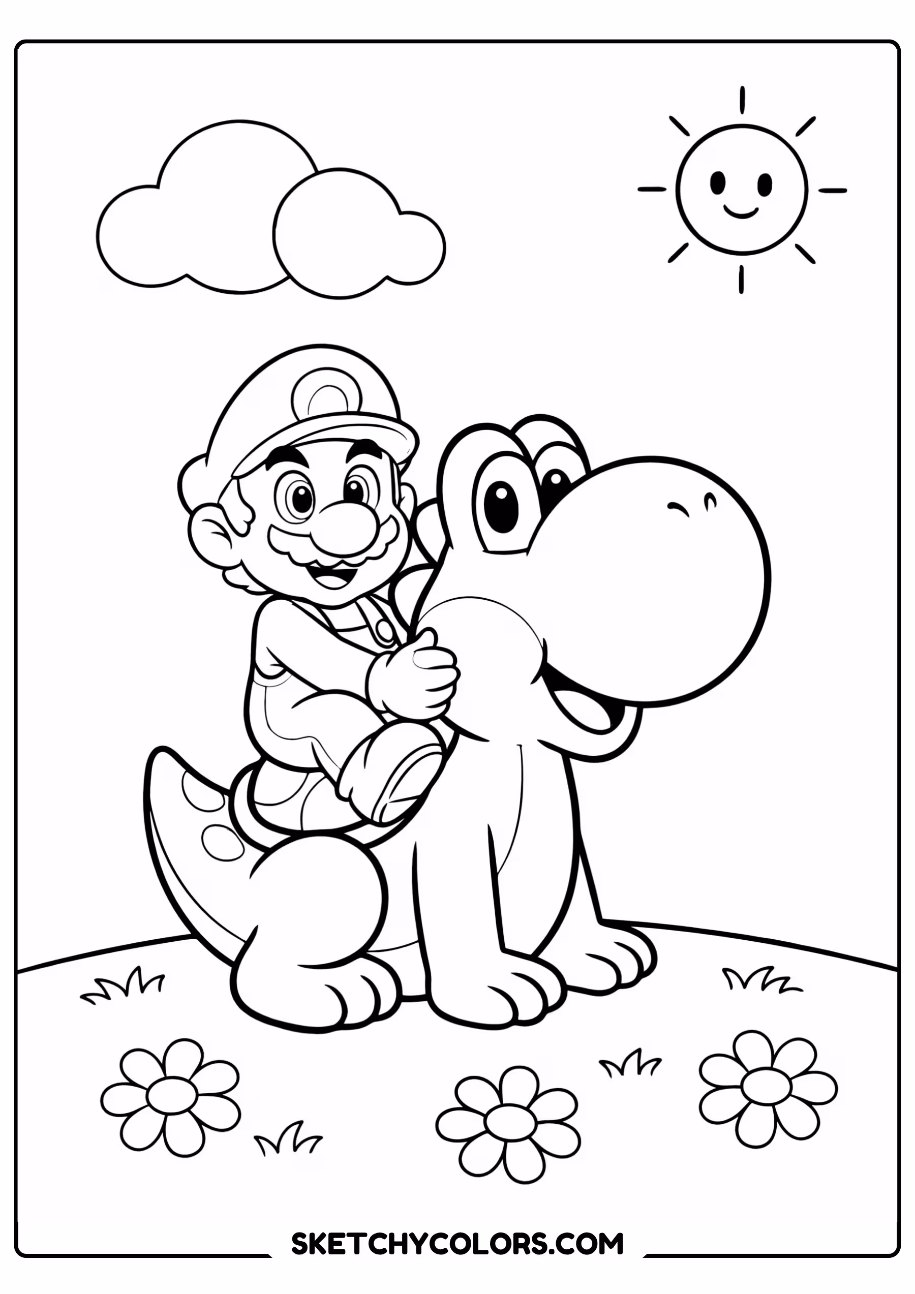 mario baby mario and yoshi free kids coloring printable