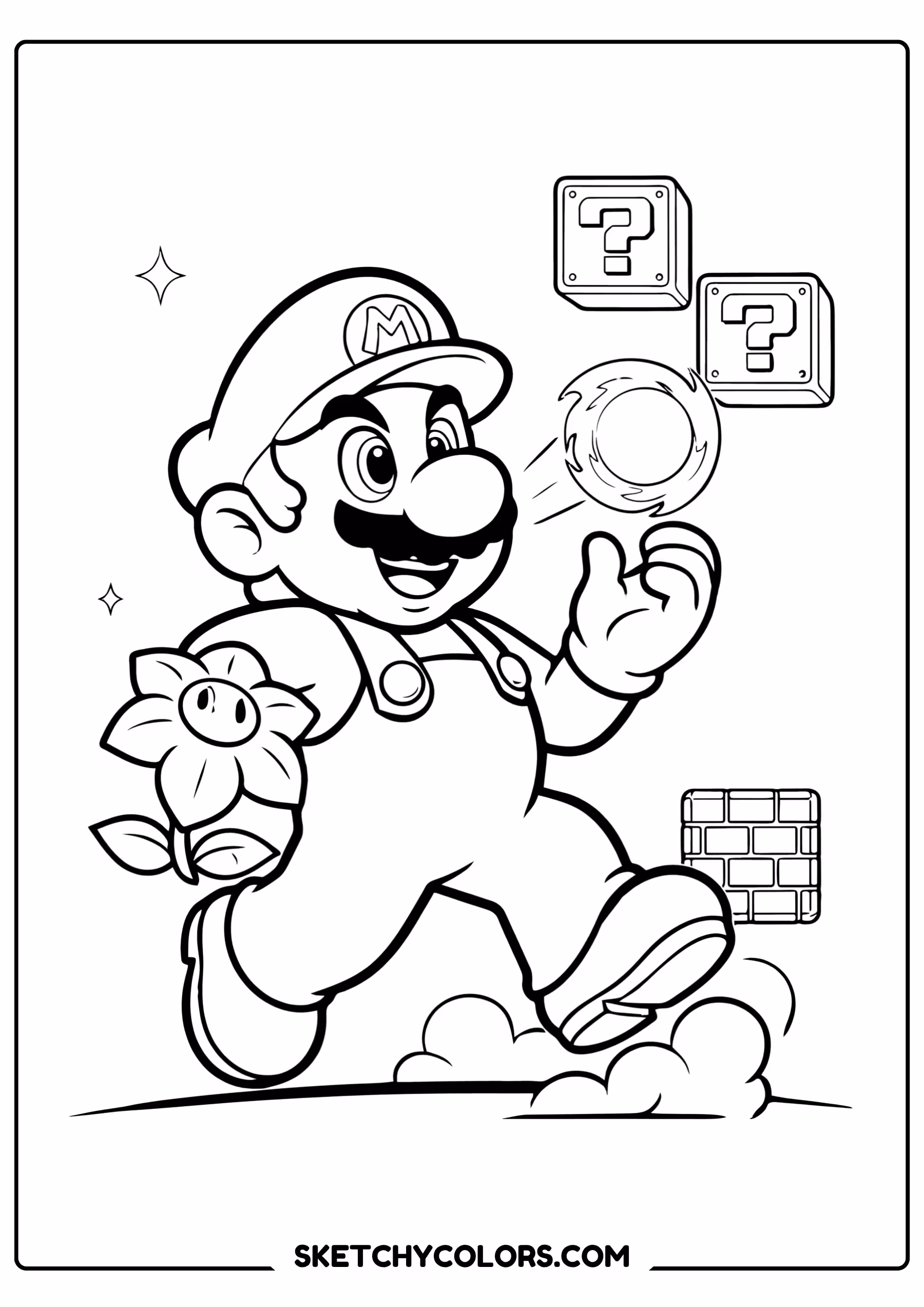 mario fire mario free printable coloring sheet