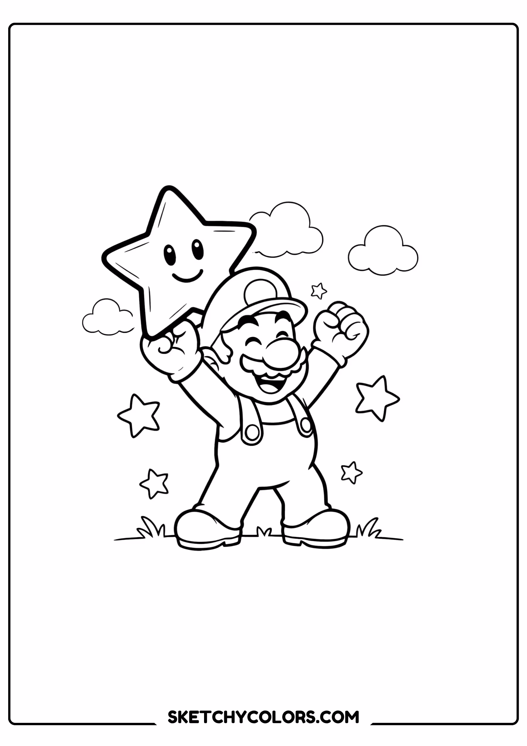 mario power star printable for kids pdf