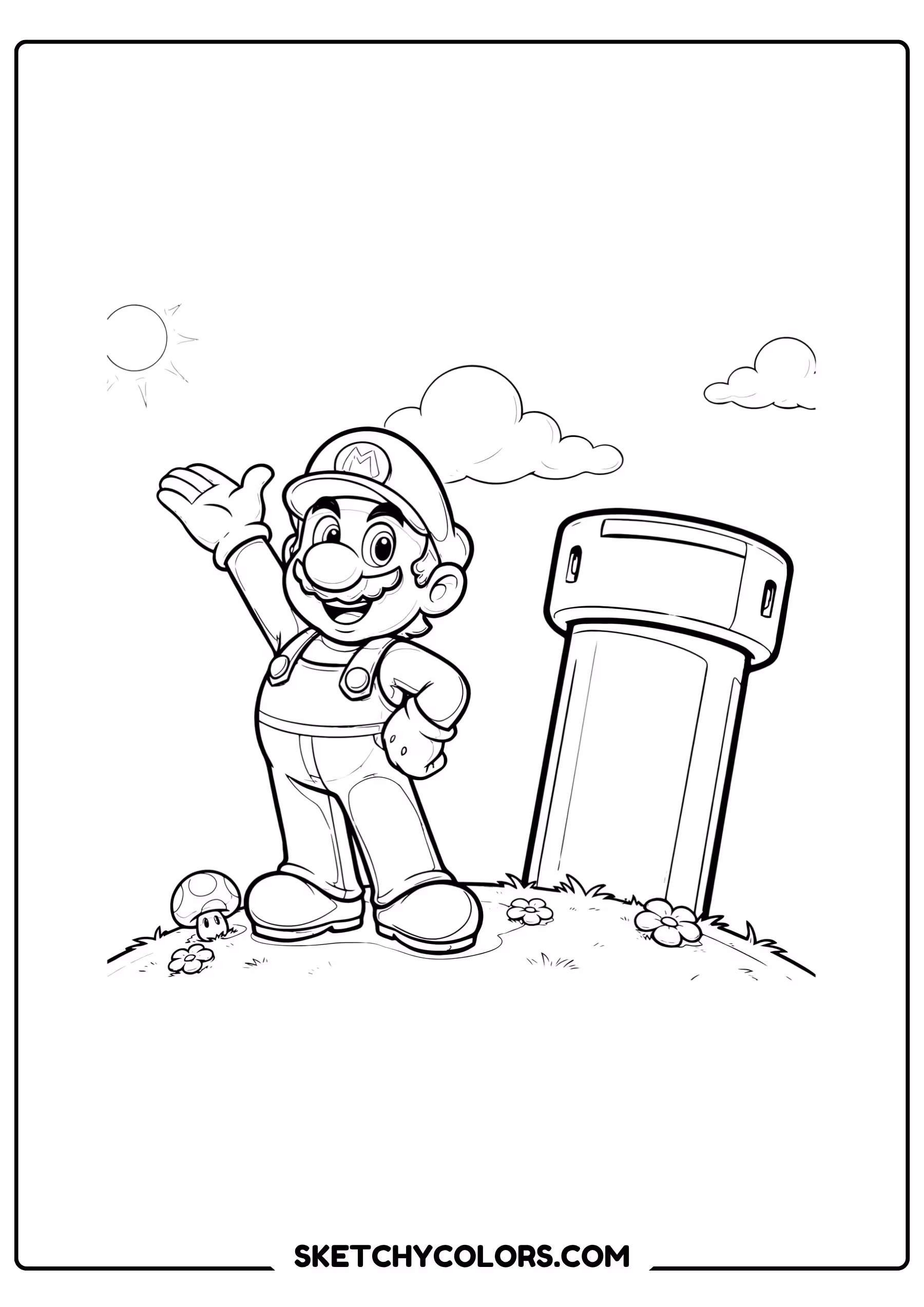 mario warp pipe free pdf coloring page