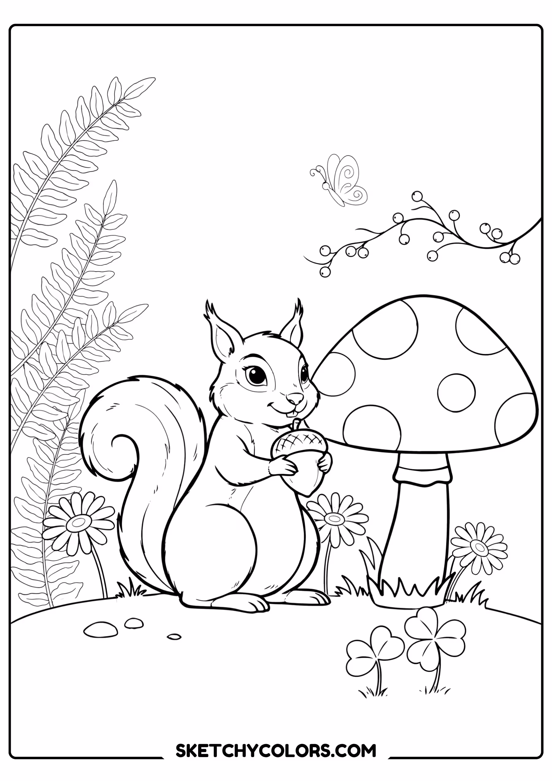 mushroom squirrel and mushroom free printable for kids