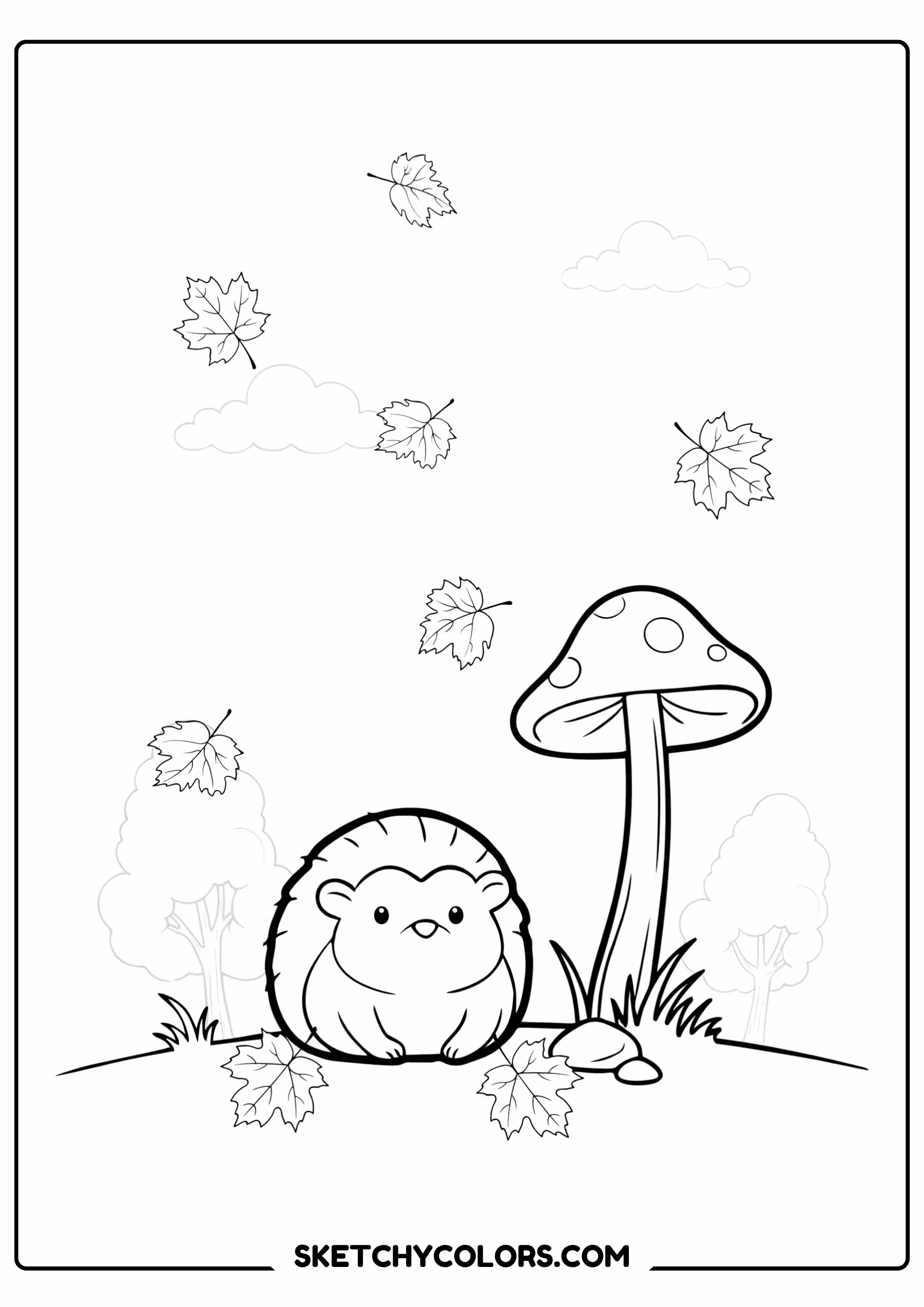 mushroom hedgehog and mushroom printable for kids pdf