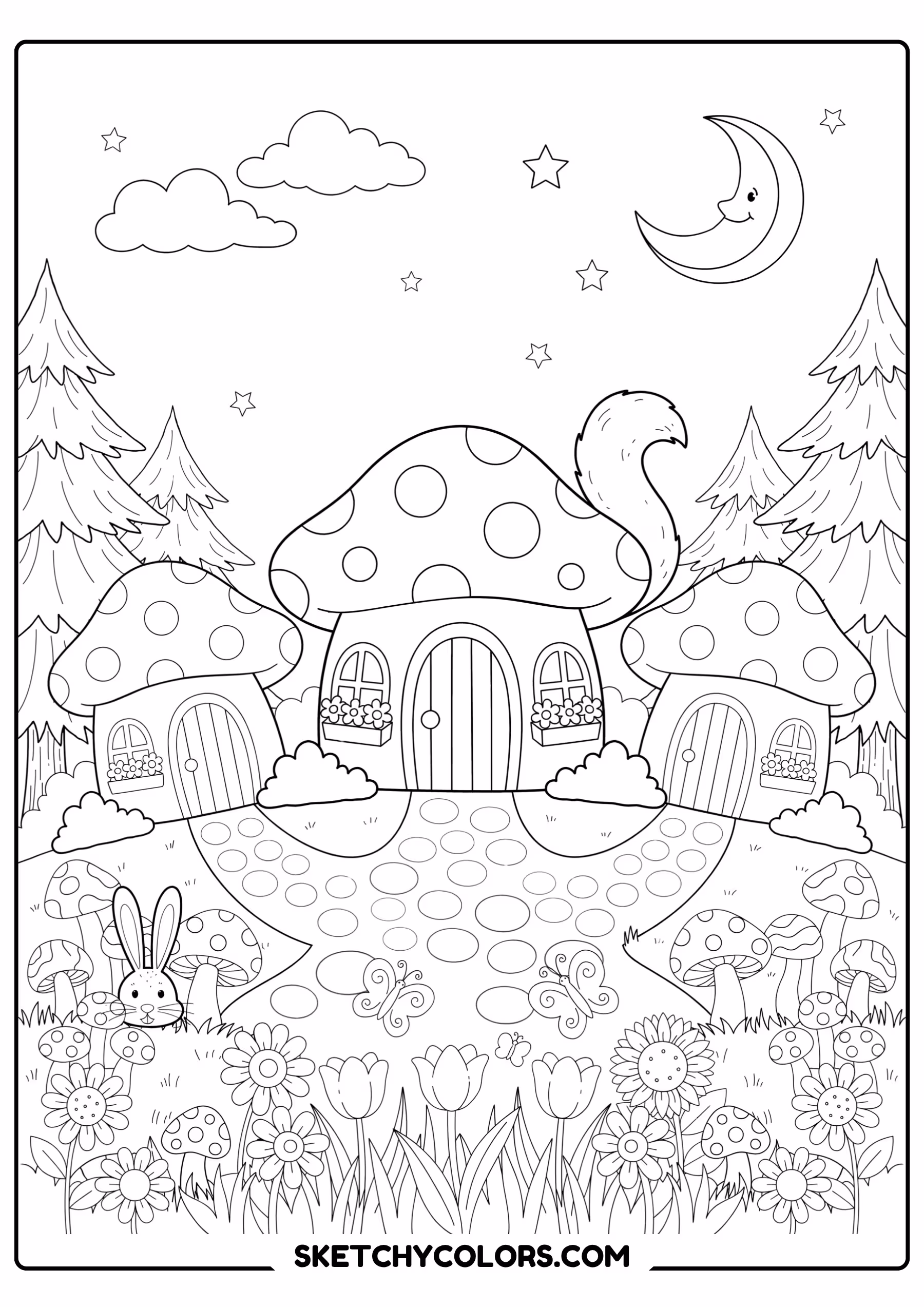 mushroom village printable for kids pdf