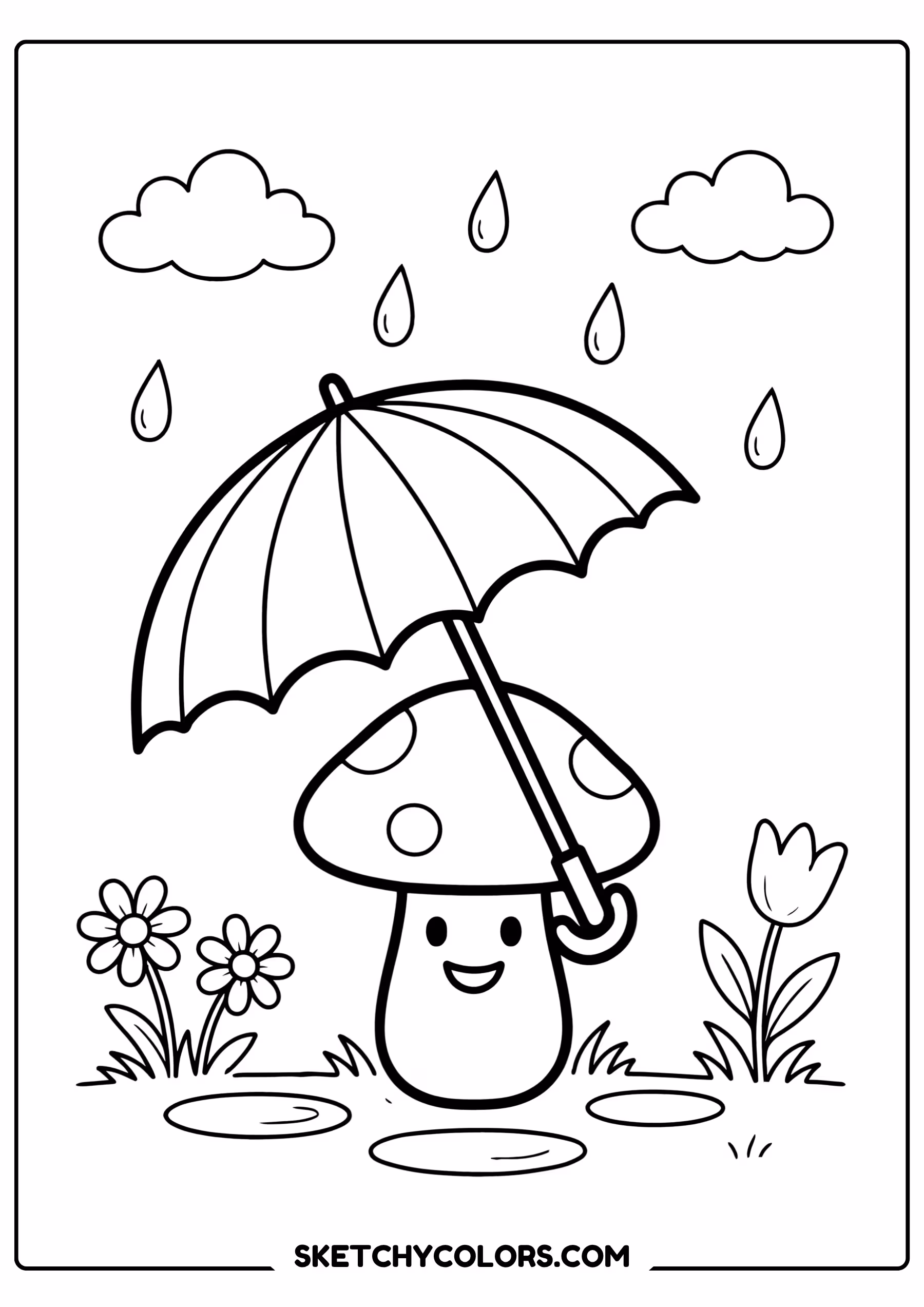 mushroom in the rain free pdf coloring page