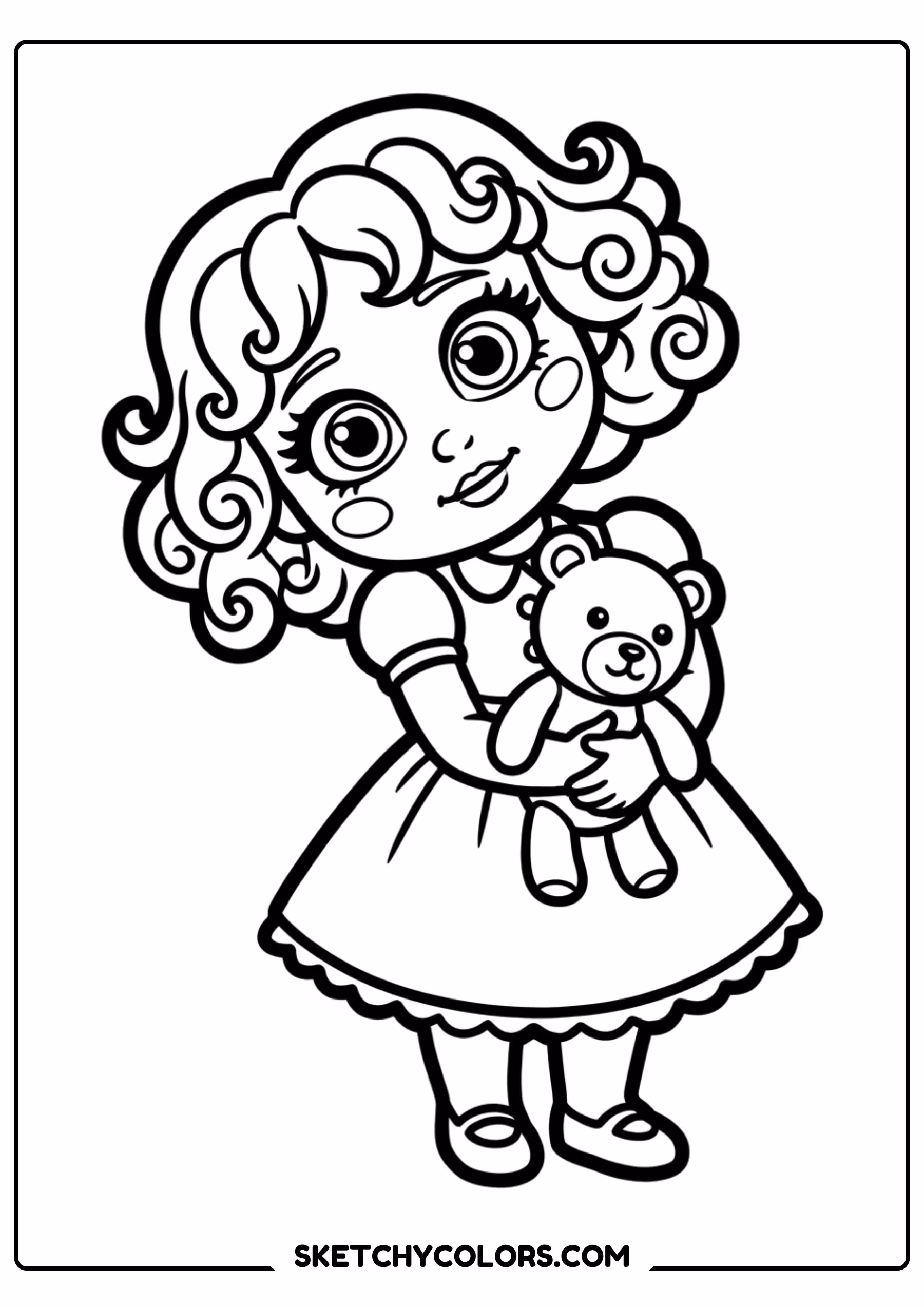 poppy doll with bow coloring page free printable