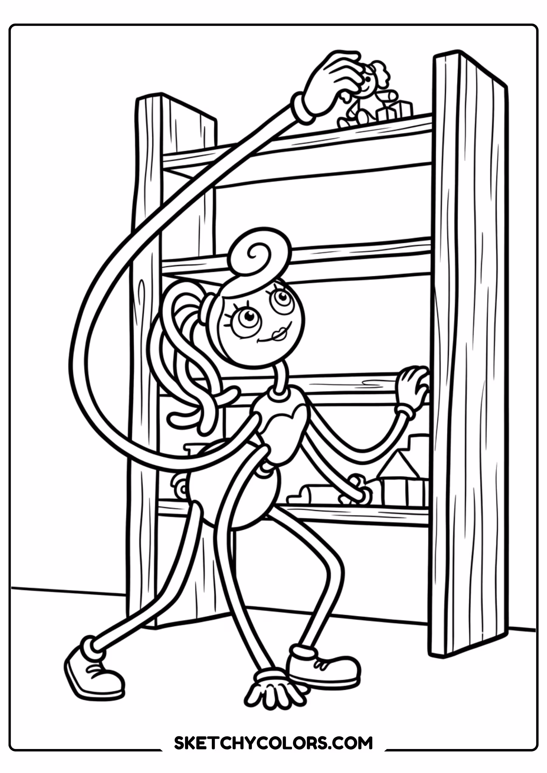 poppy playtime window scene coloring page free printable