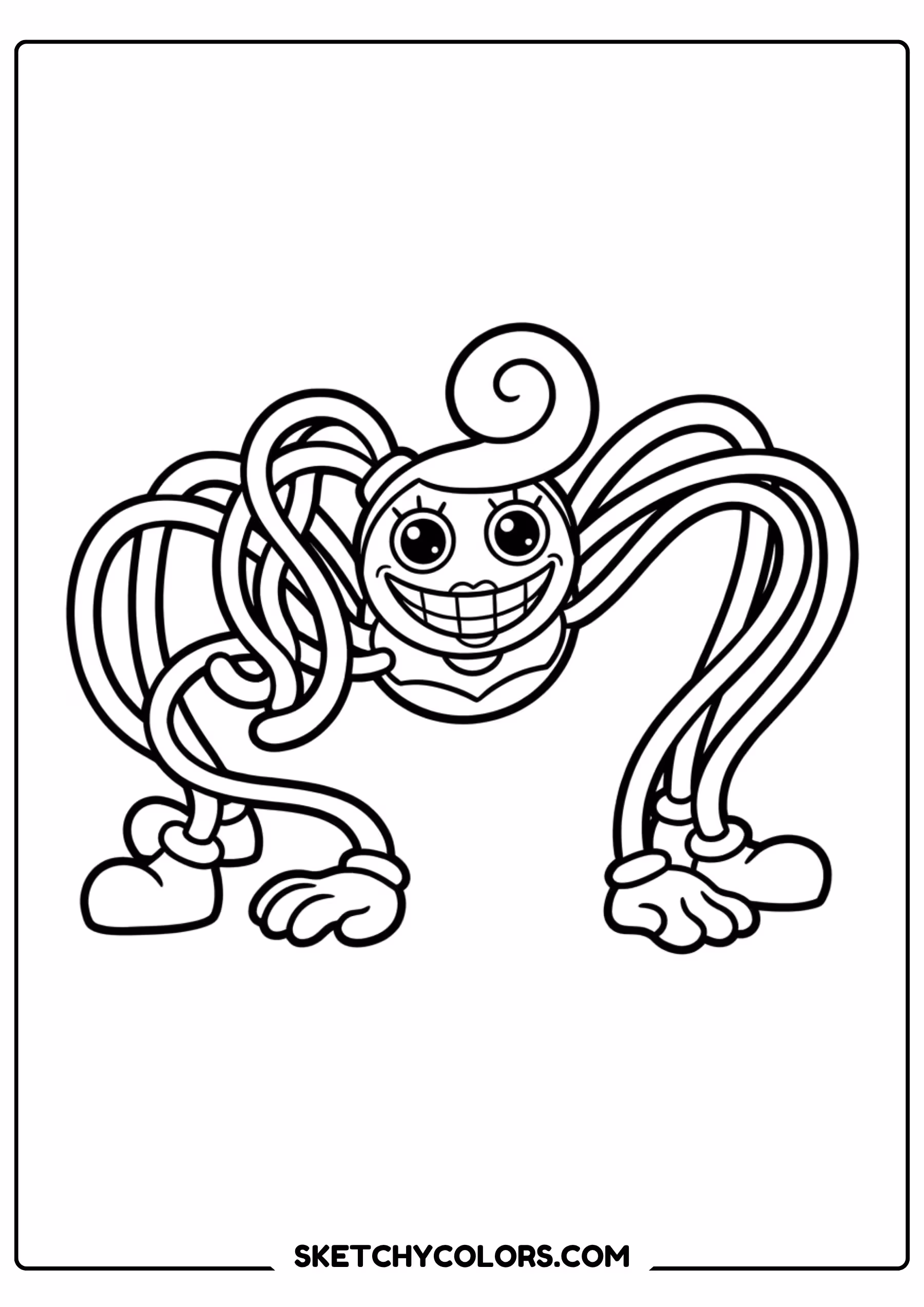 poppy with long curly hair coloring page free printable