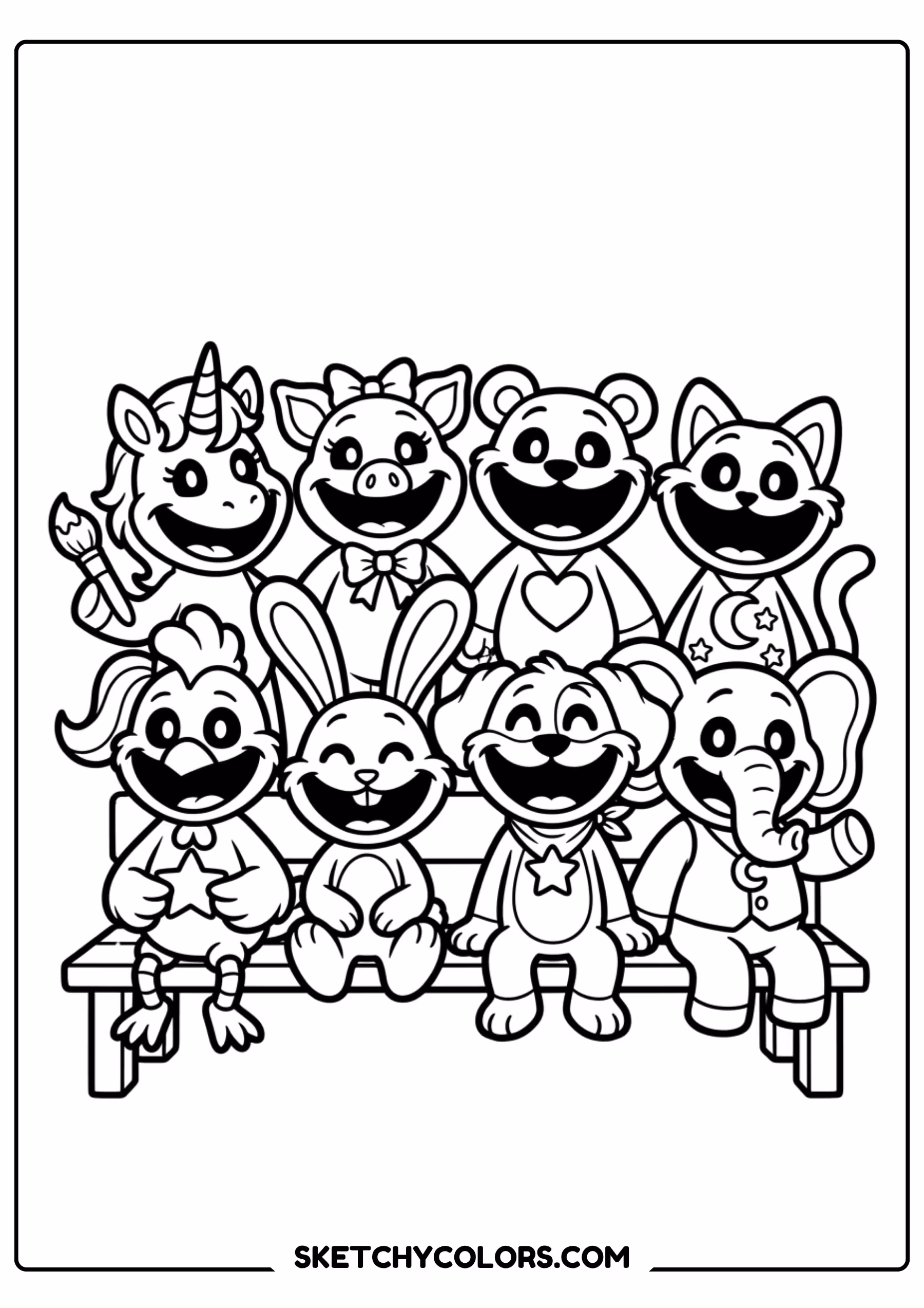 huggy wuggy crew coloring page free printable for kids