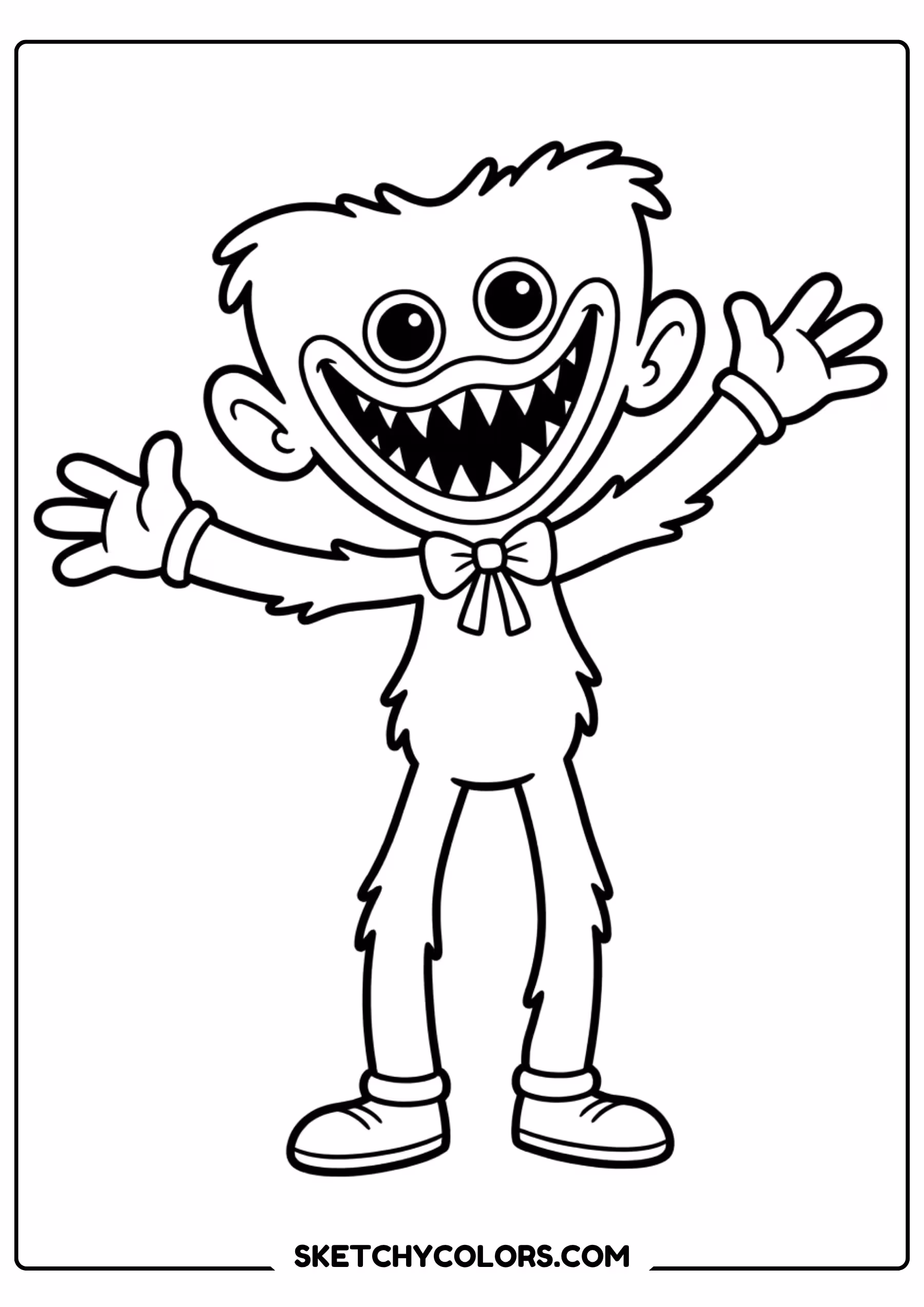huggy wuggy waving hello coloring page free printable