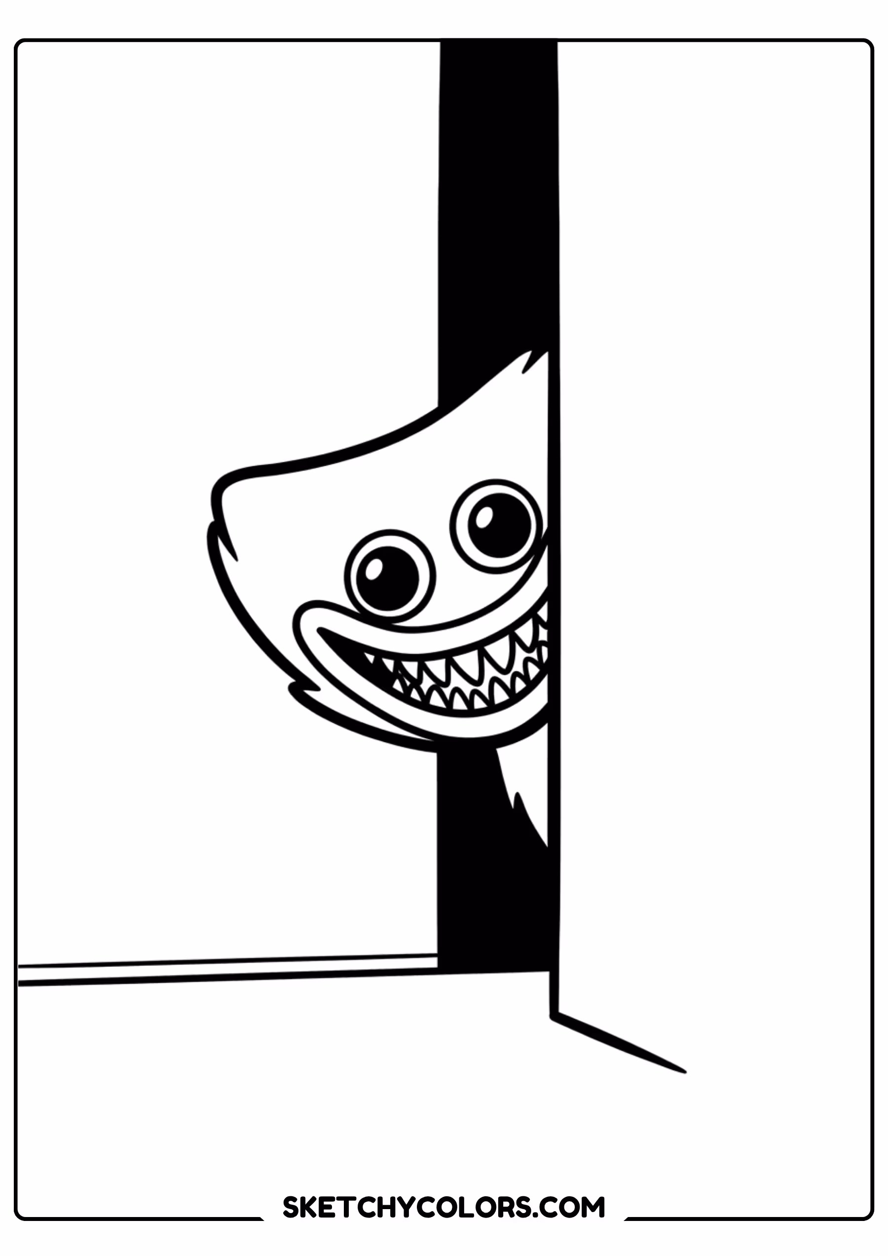 huggy wuggy peeking around corner coloring page free printable