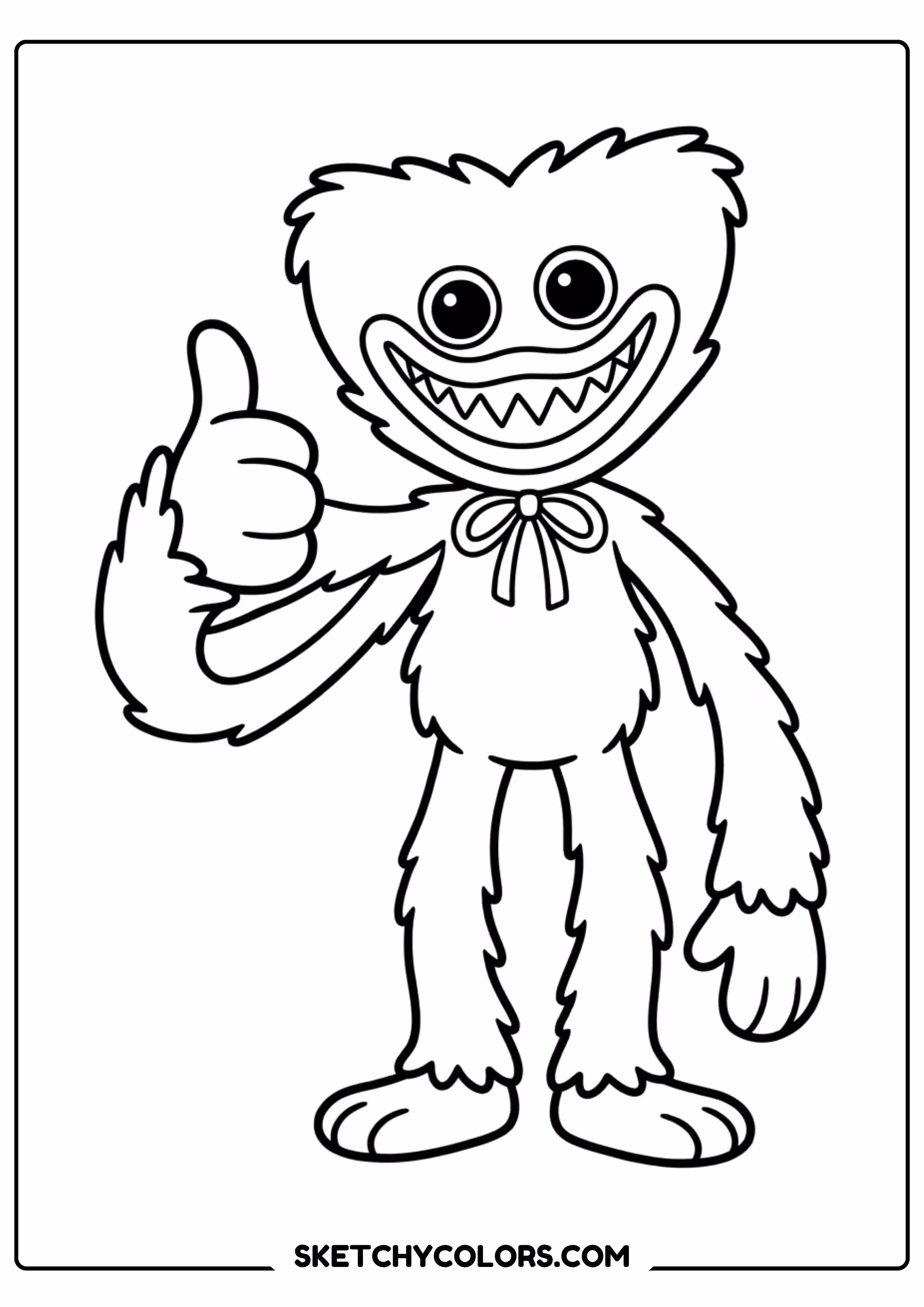 huggy wuggy scary grin coloring page free printable