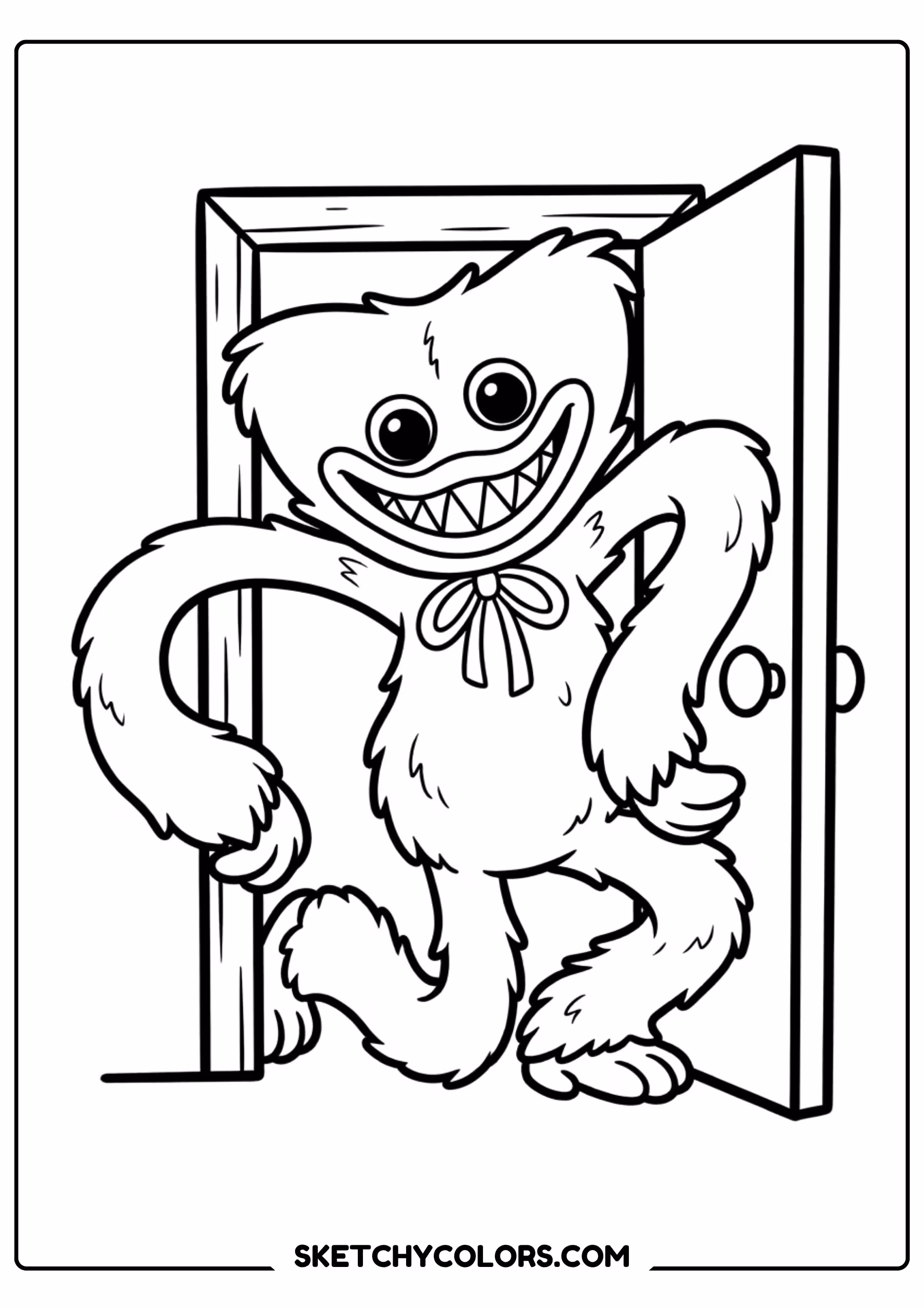 huggy wuggy jump scare pose coloring page free printable