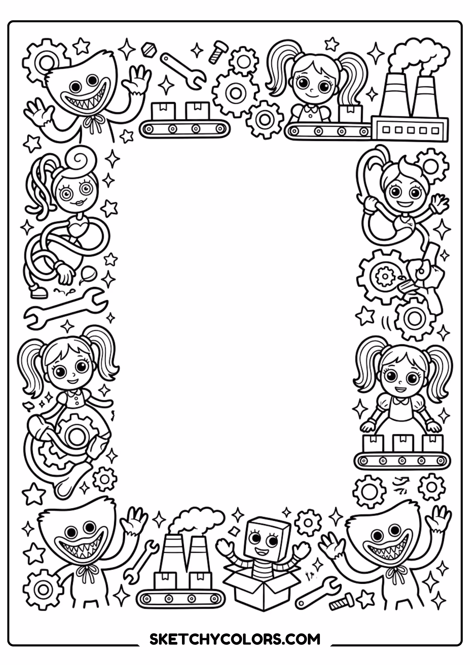 poppy playtime bunny border coloring page printable