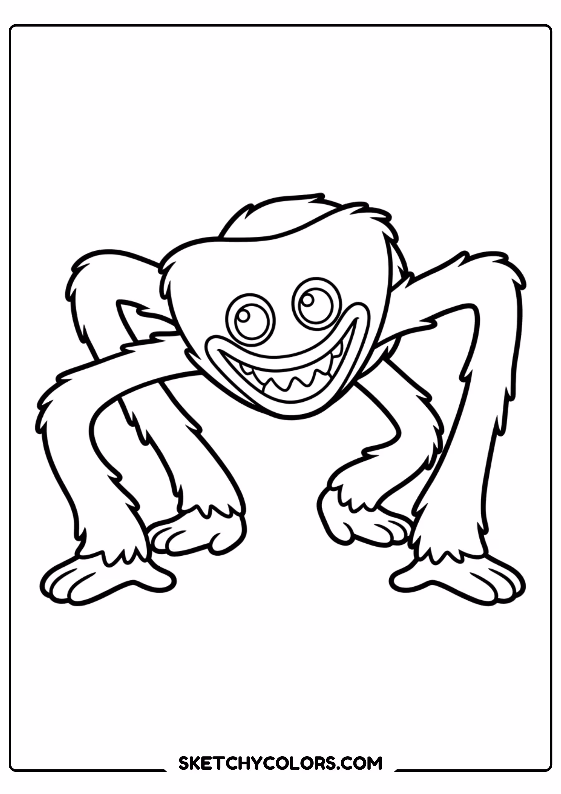 huggy wuggy corridor chase coloring page free printable