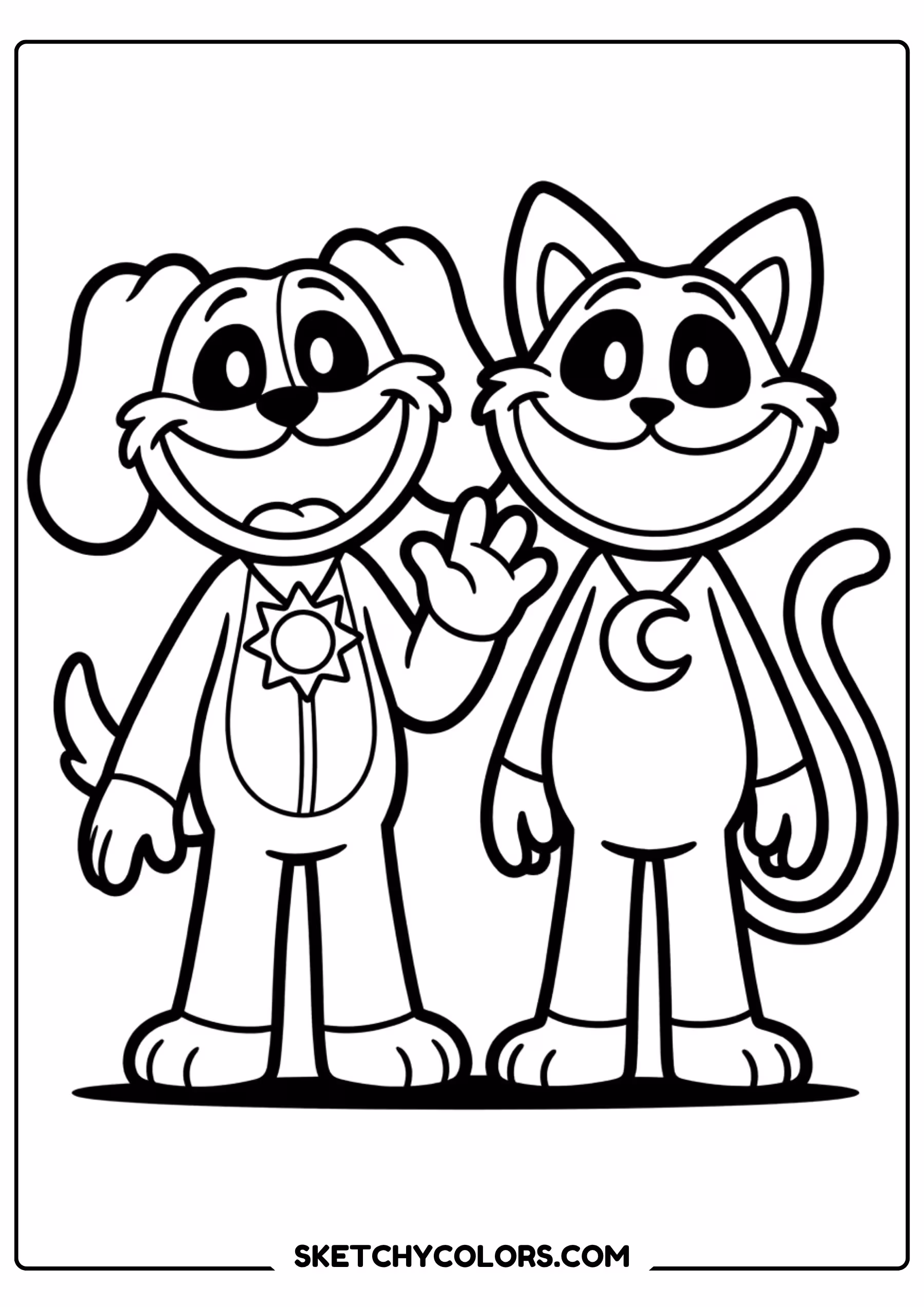 catnap and dogday pair coloring page free printable