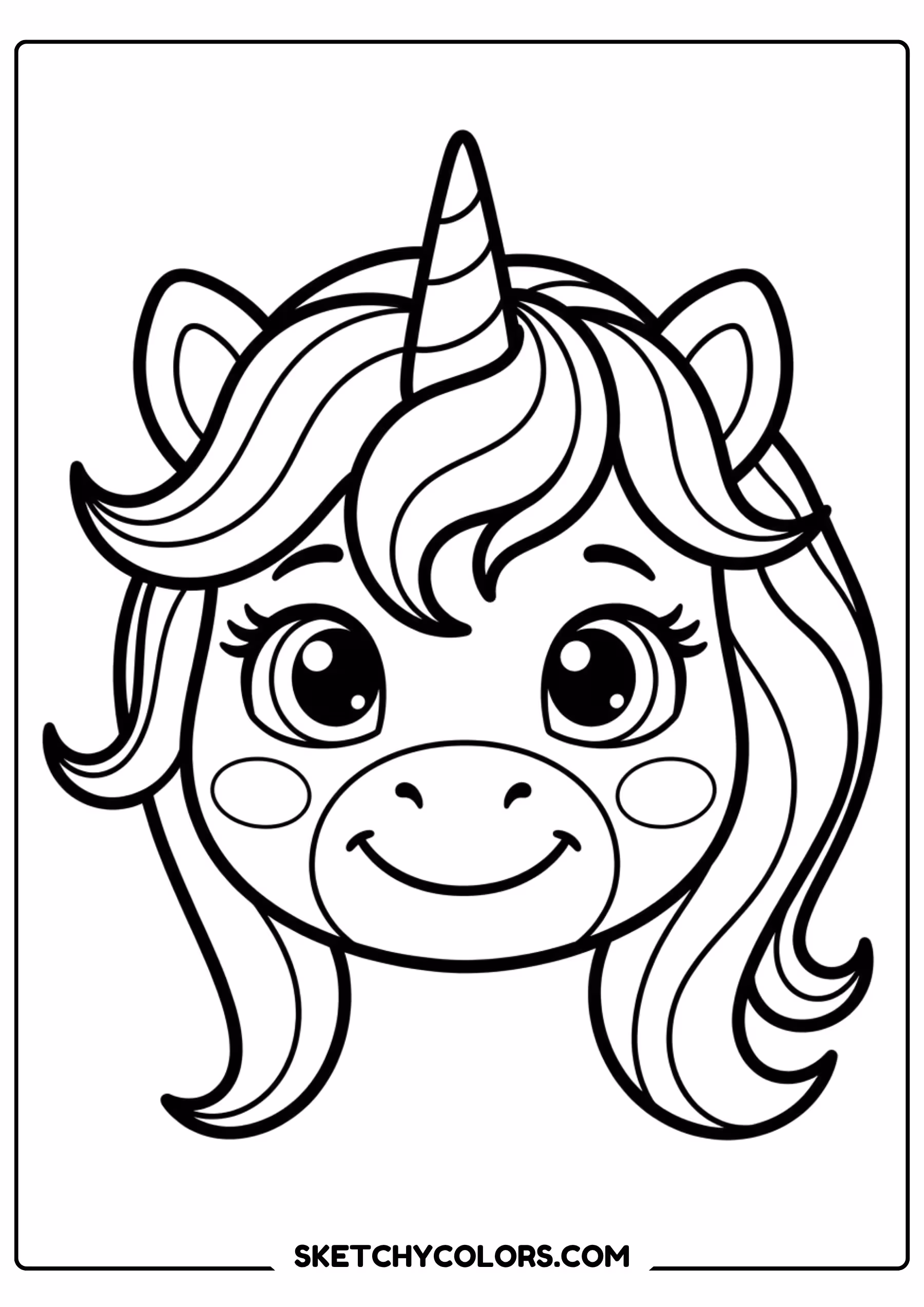 unicorn full body portrait coloring page free printable