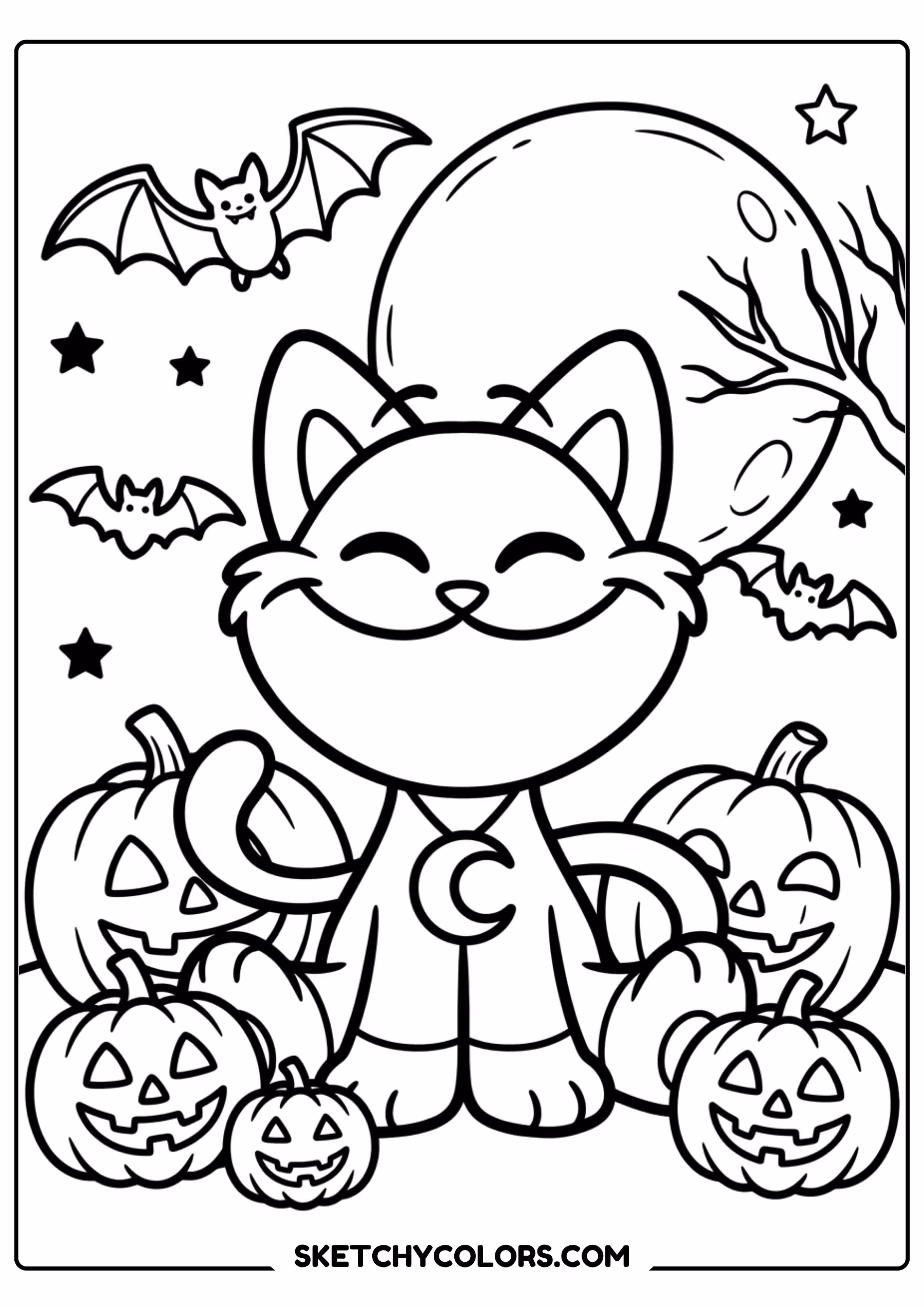 catnap nighttime scene coloring page free printable