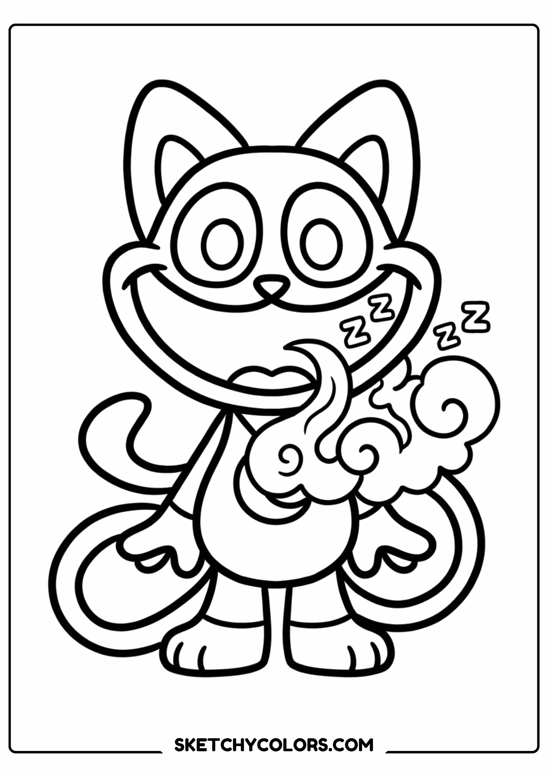 catnap sleeping with zzz coloring page free printable