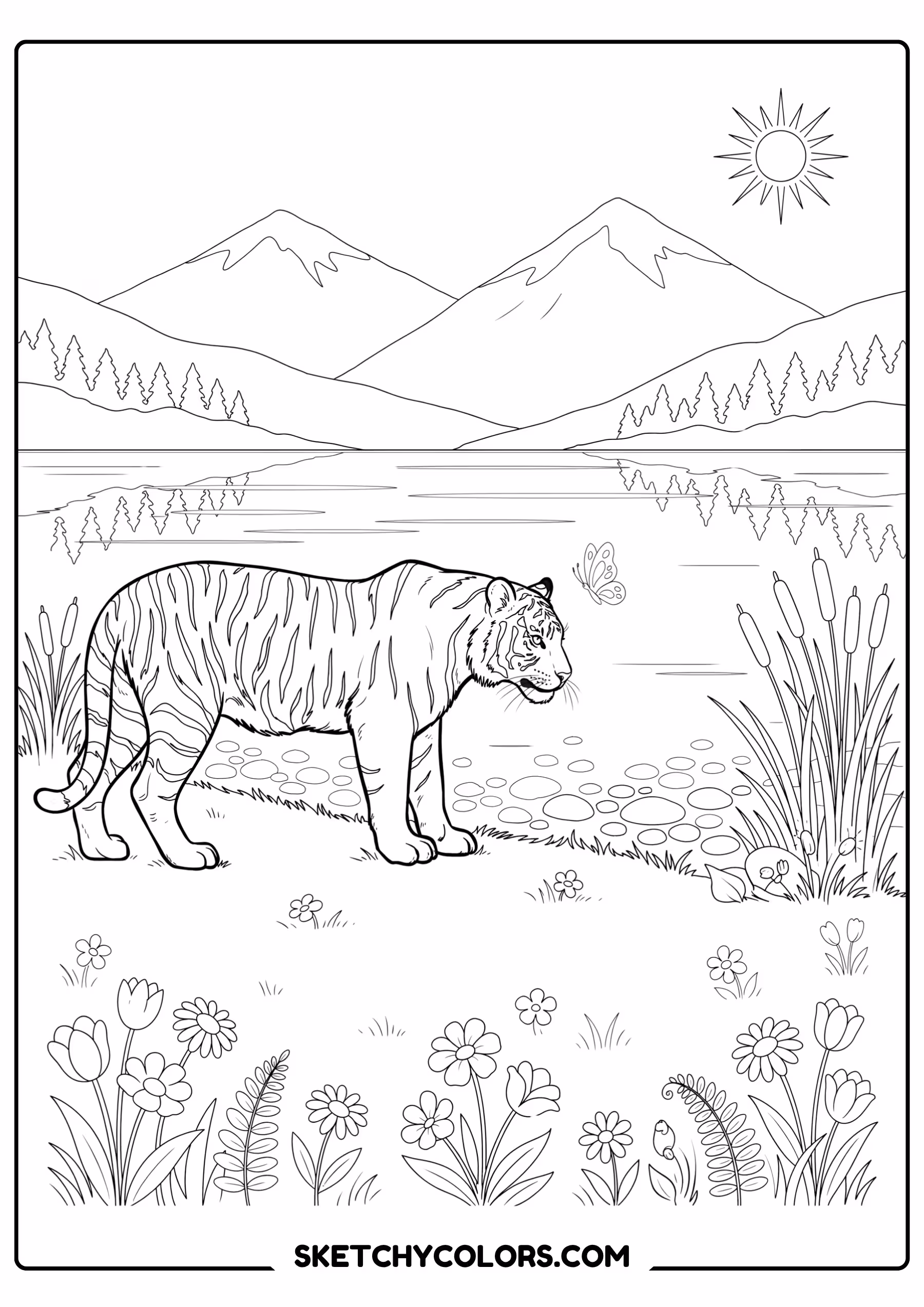 tiger by crystal lake free coloring sheet for kids